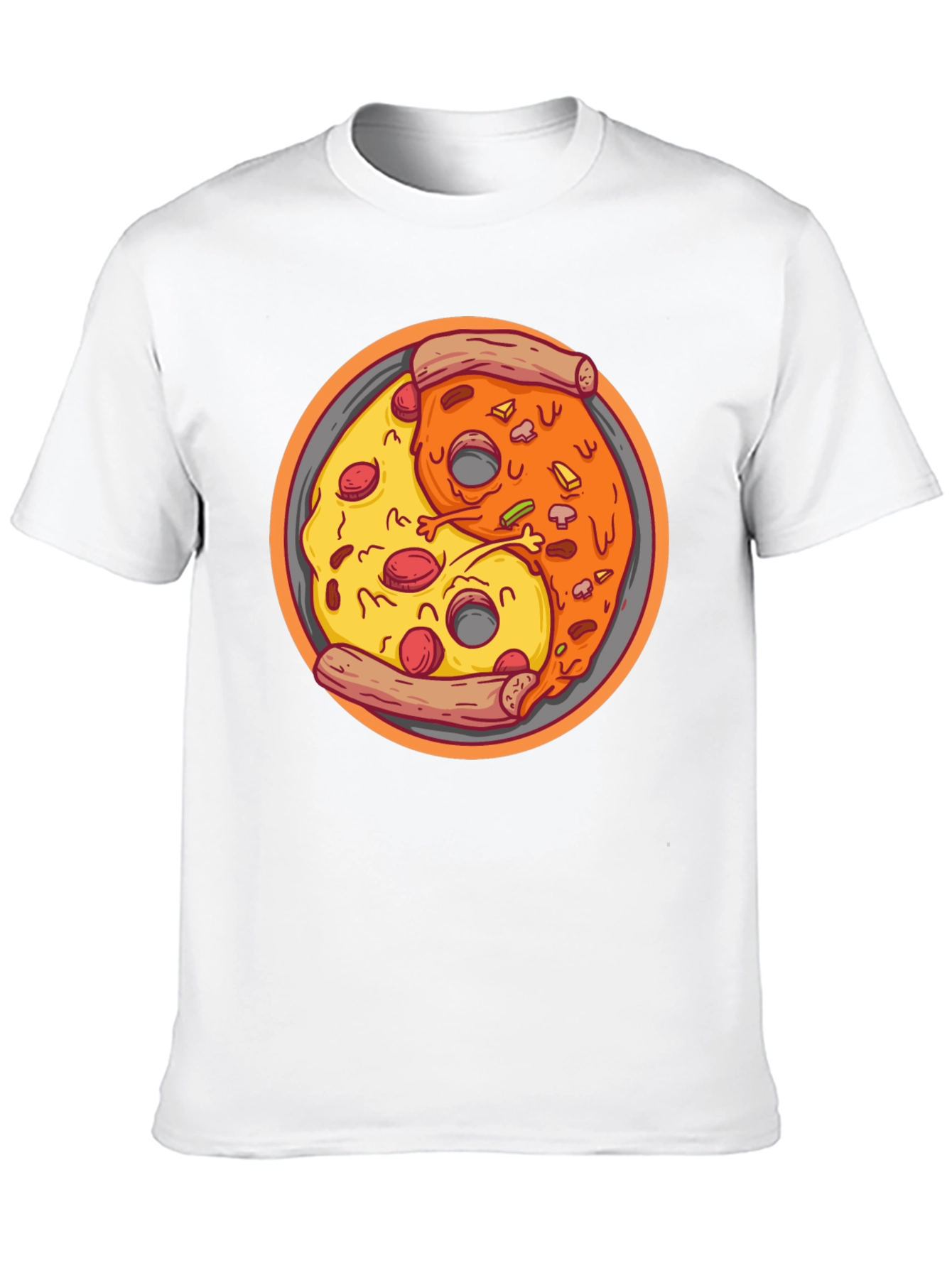 Yin Yang Pizza Graphic Tee - Unisex Black T-Shirt