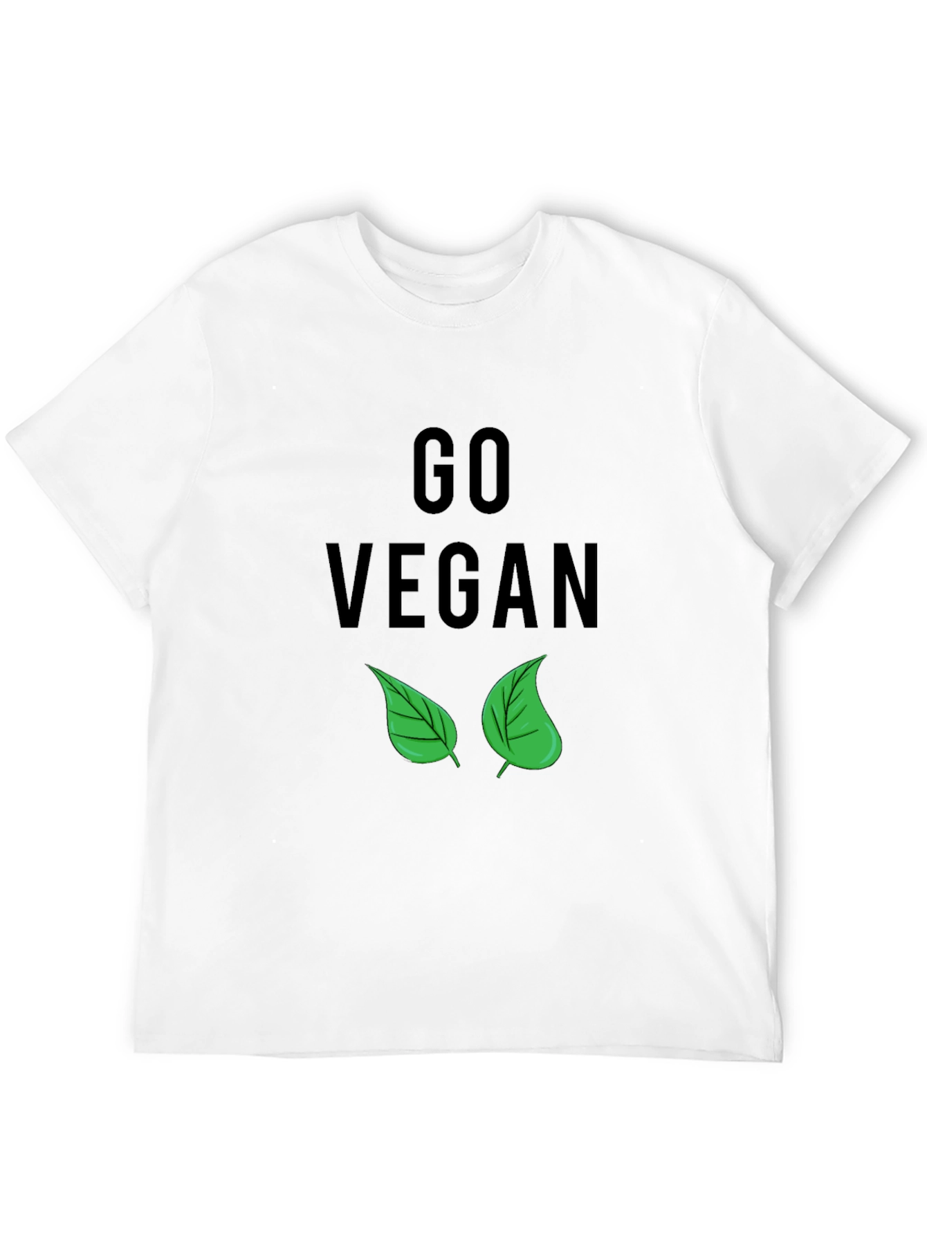 Go Vegan T-Shirt - Black with Leaf Design
