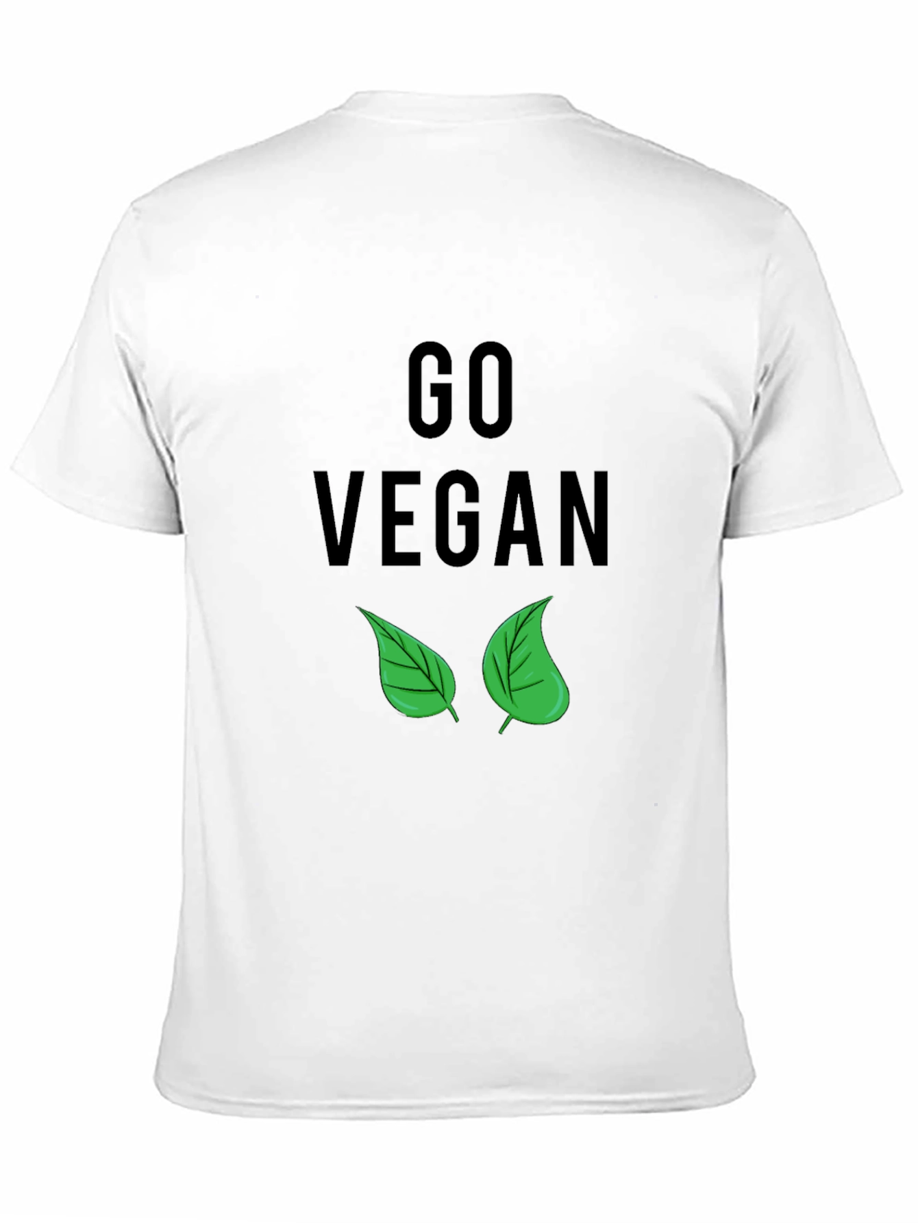 Go Vegan T-Shirt - Black with Leaf Design