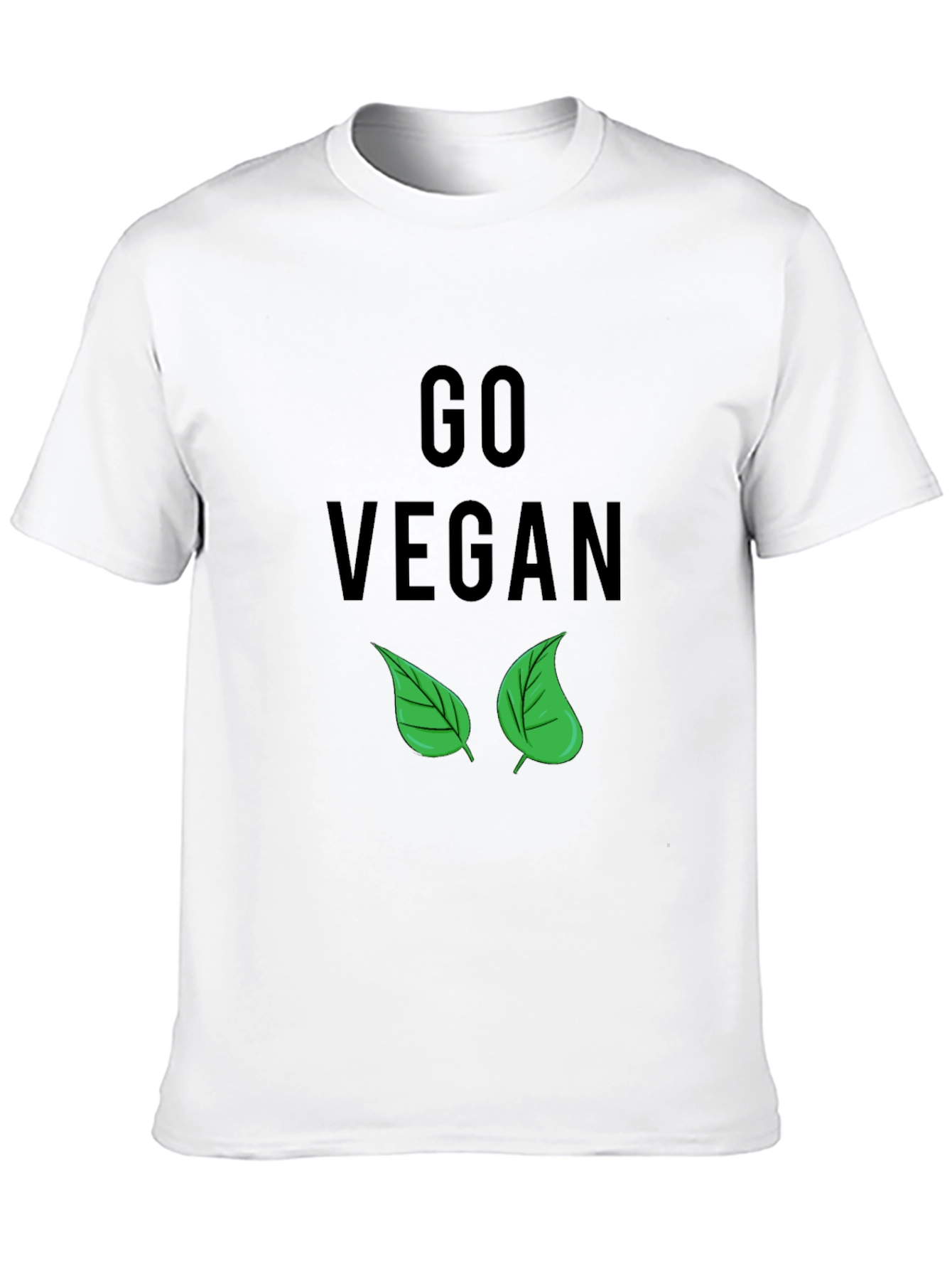 Go Vegan T-Shirt - Black with Leaf Design