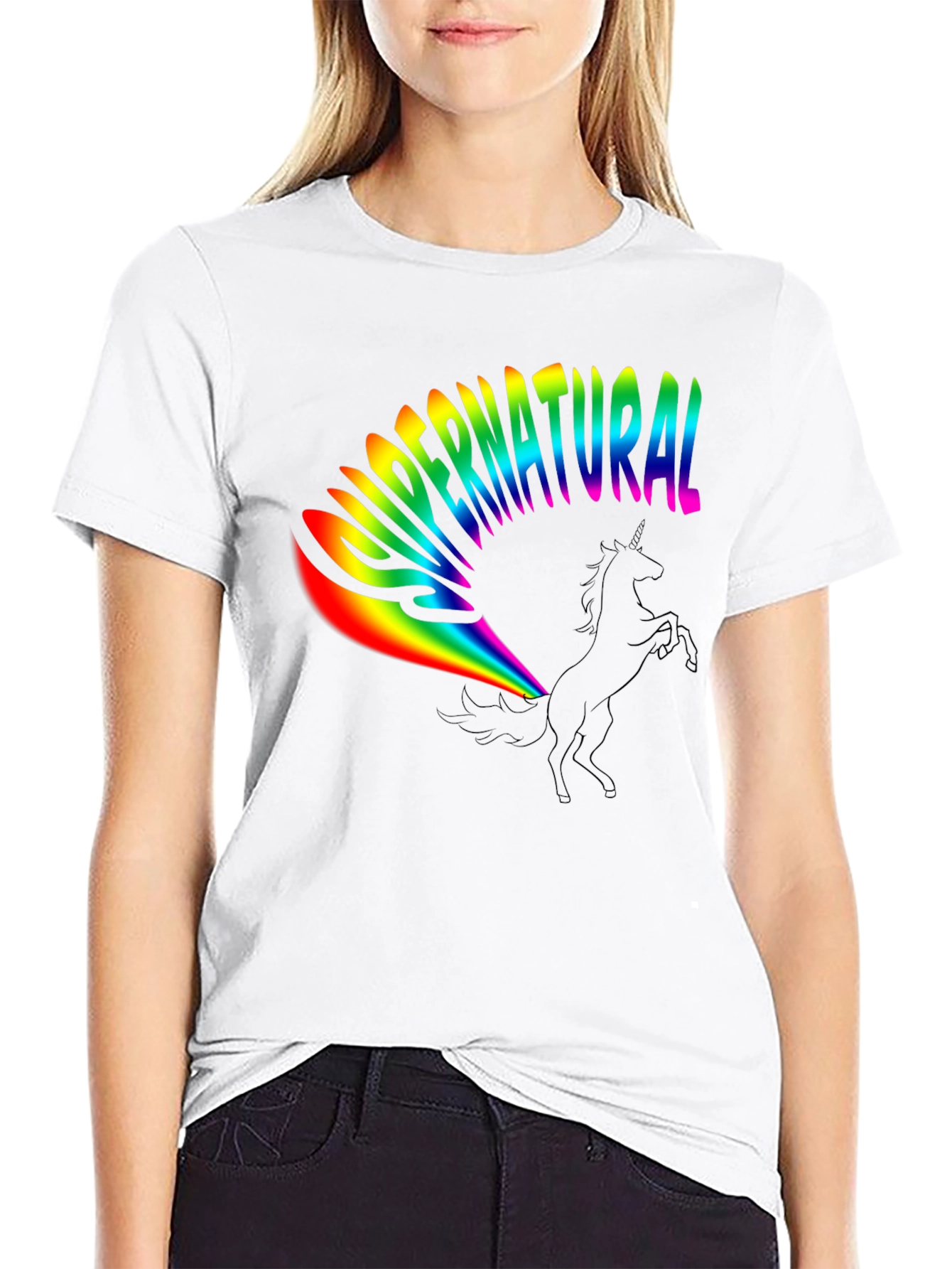Rainbow Supernatural Unicorn Black T-Shirt