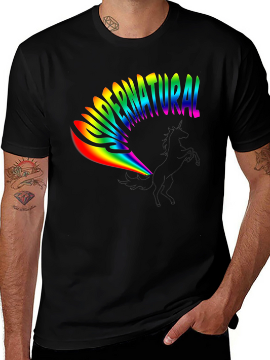 Rainbow Supernatural Unicorn Black T-Shirt