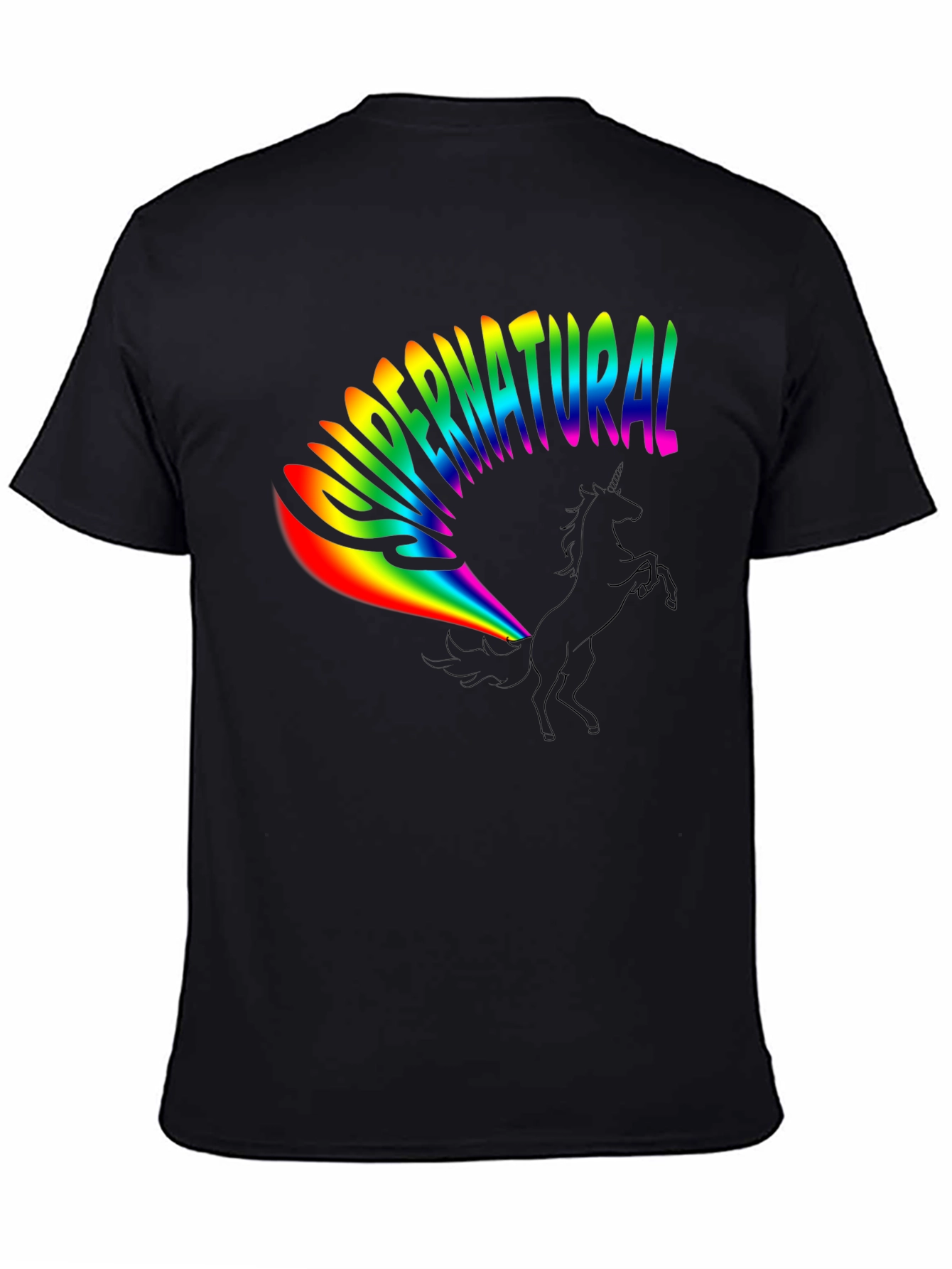 Rainbow Supernatural Unicorn Black T-Shirt