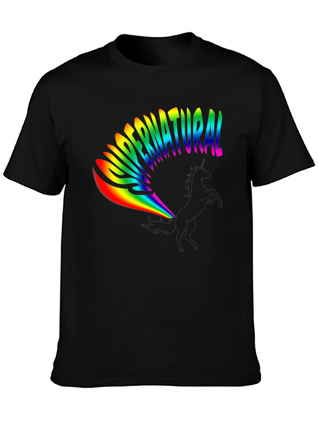 Rainbow Supernatural Unicorn Black T-Shirt