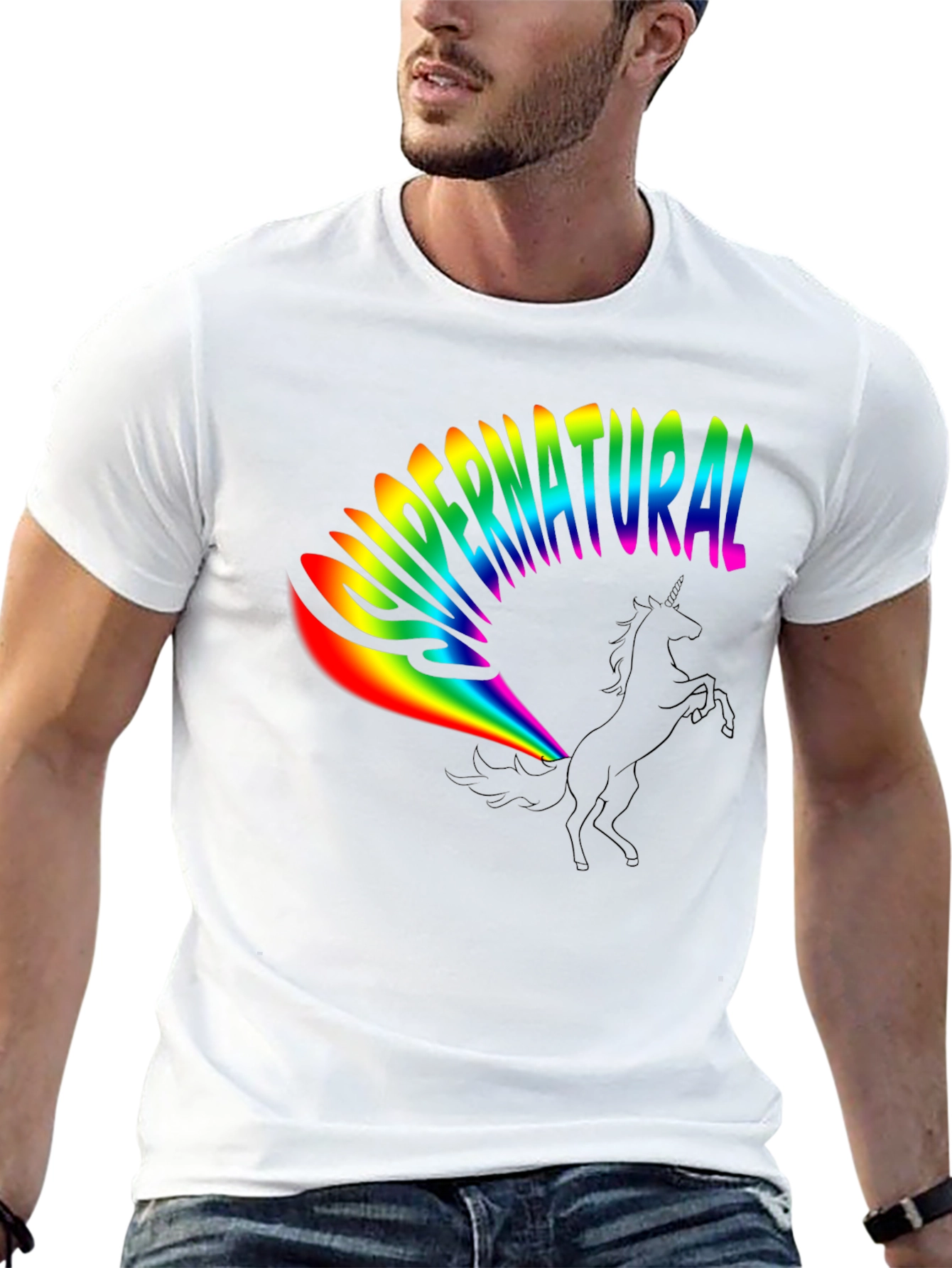 Rainbow Supernatural Unicorn Black T-Shirt