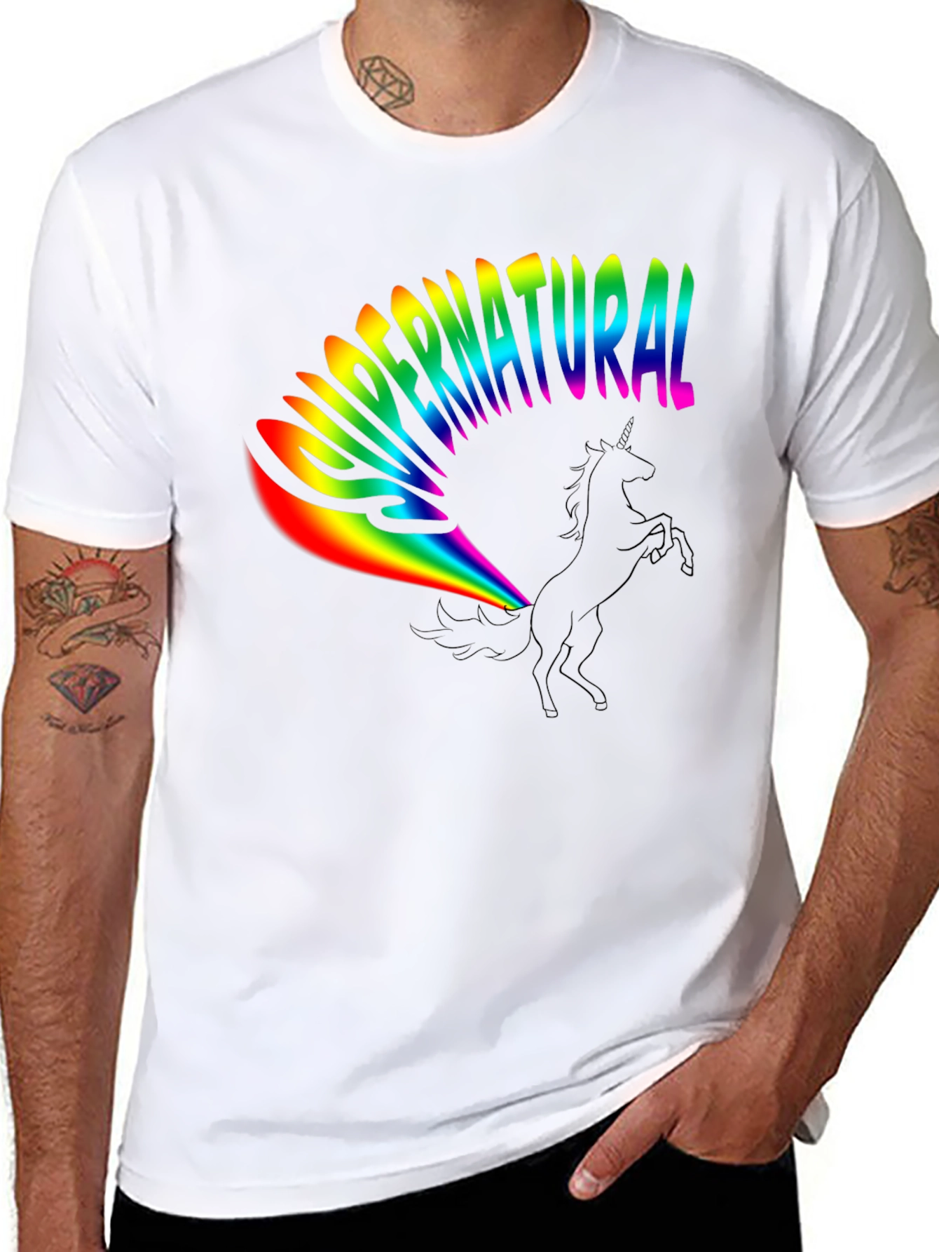 Rainbow Supernatural Unicorn Black T-Shirt