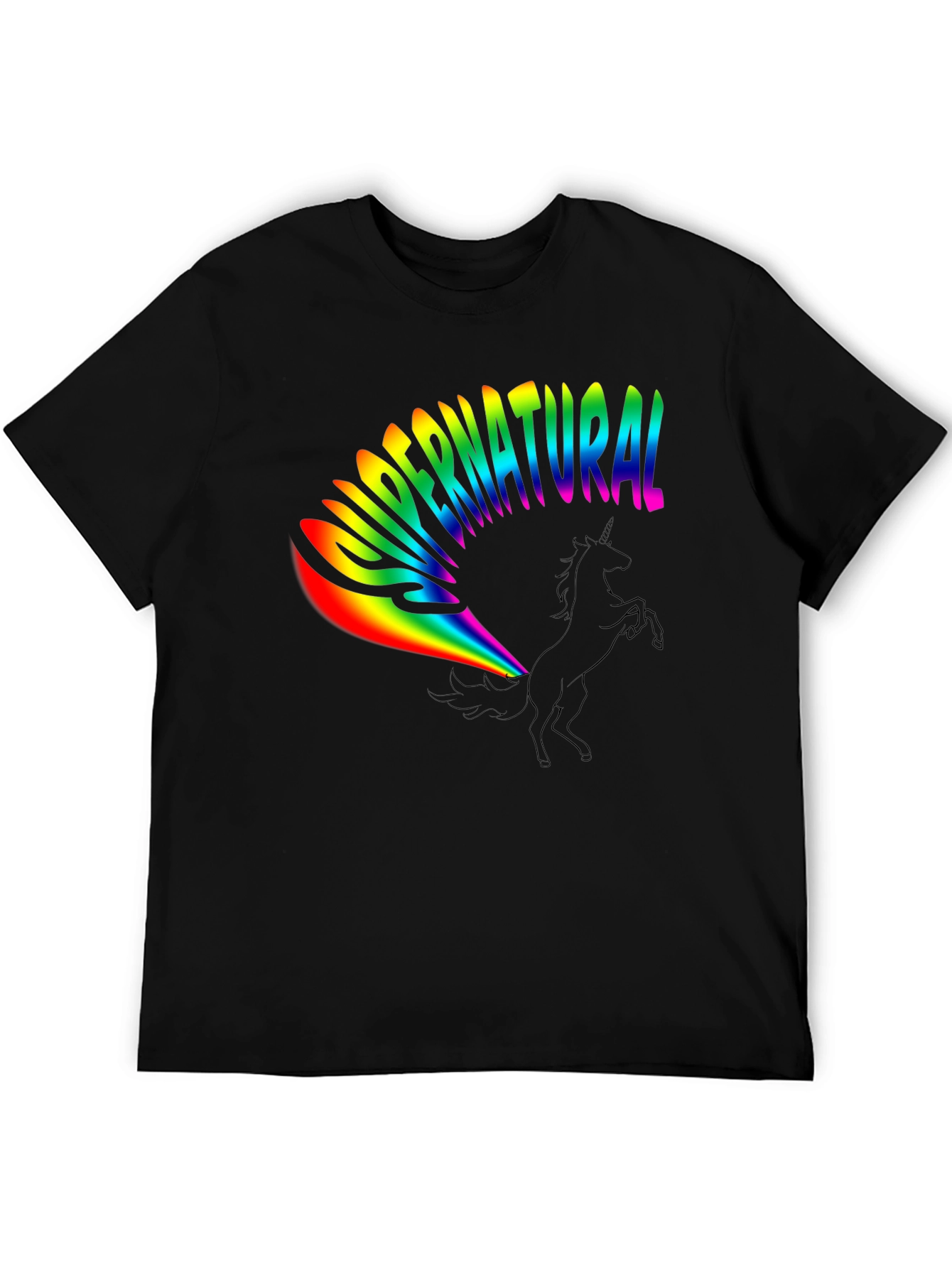 Rainbow Supernatural Unicorn Black T-Shirt