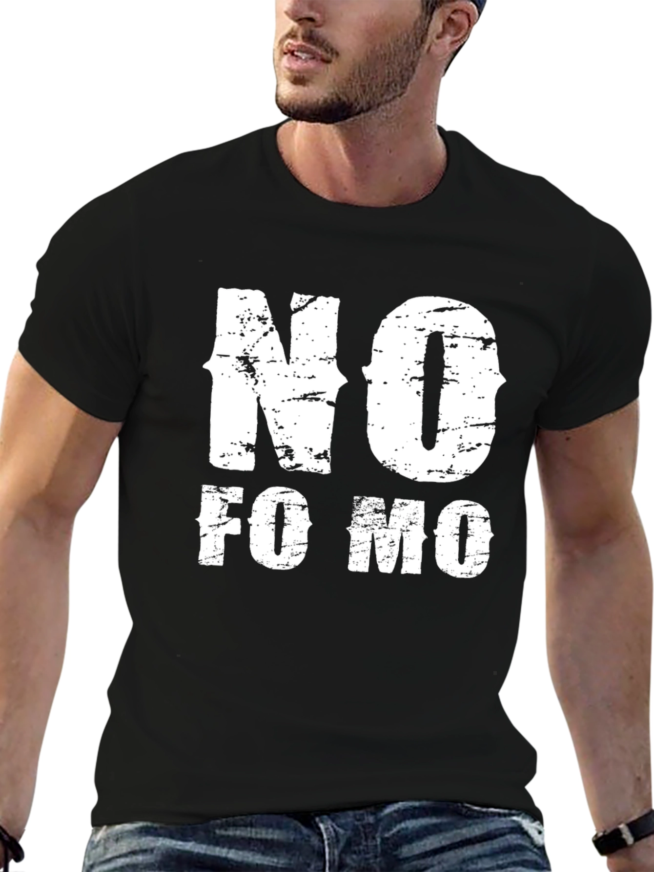 No FOMO Graphic Print Black T-Shirt