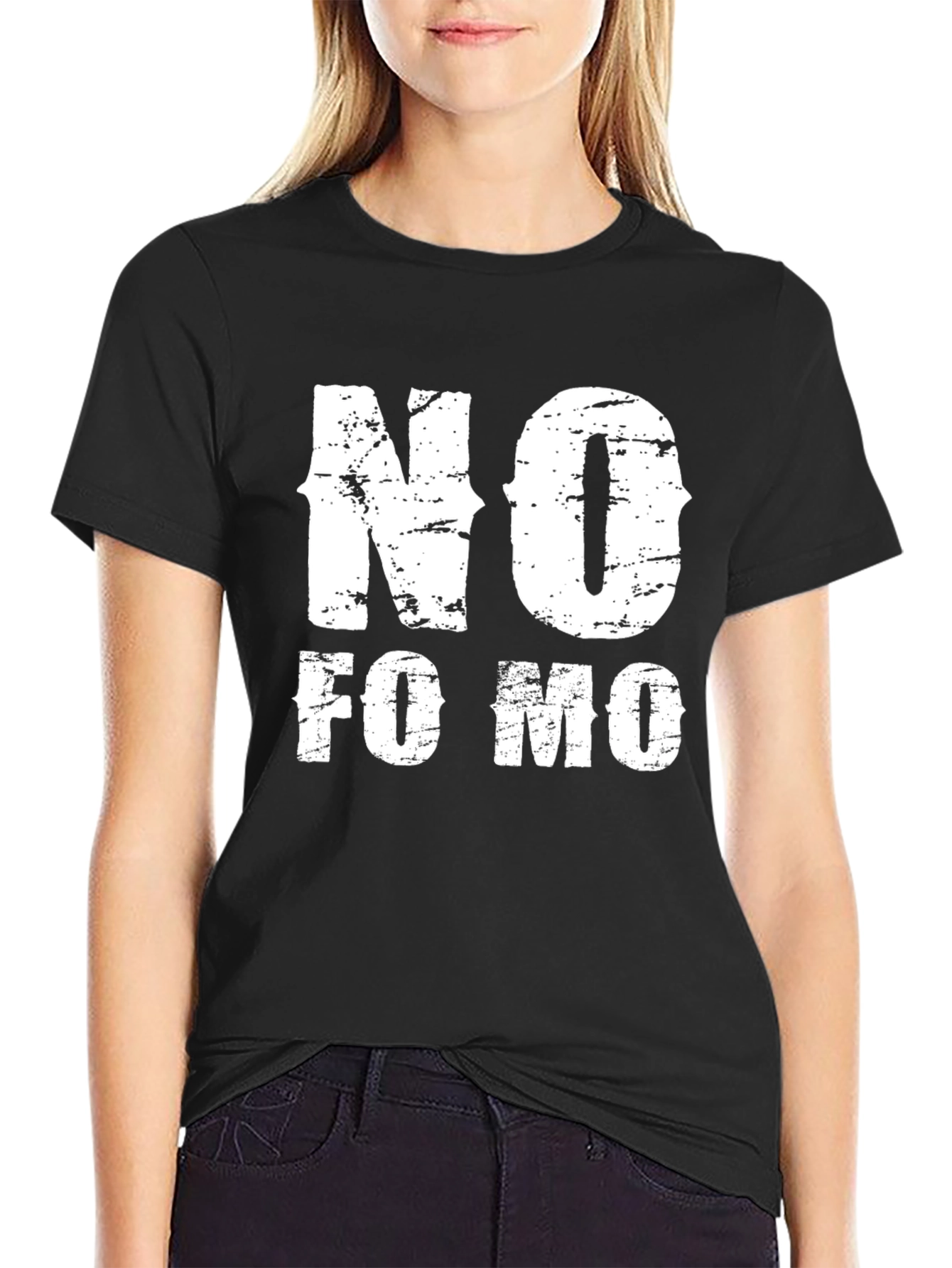 No FOMO Graphic Print Black T-Shirt