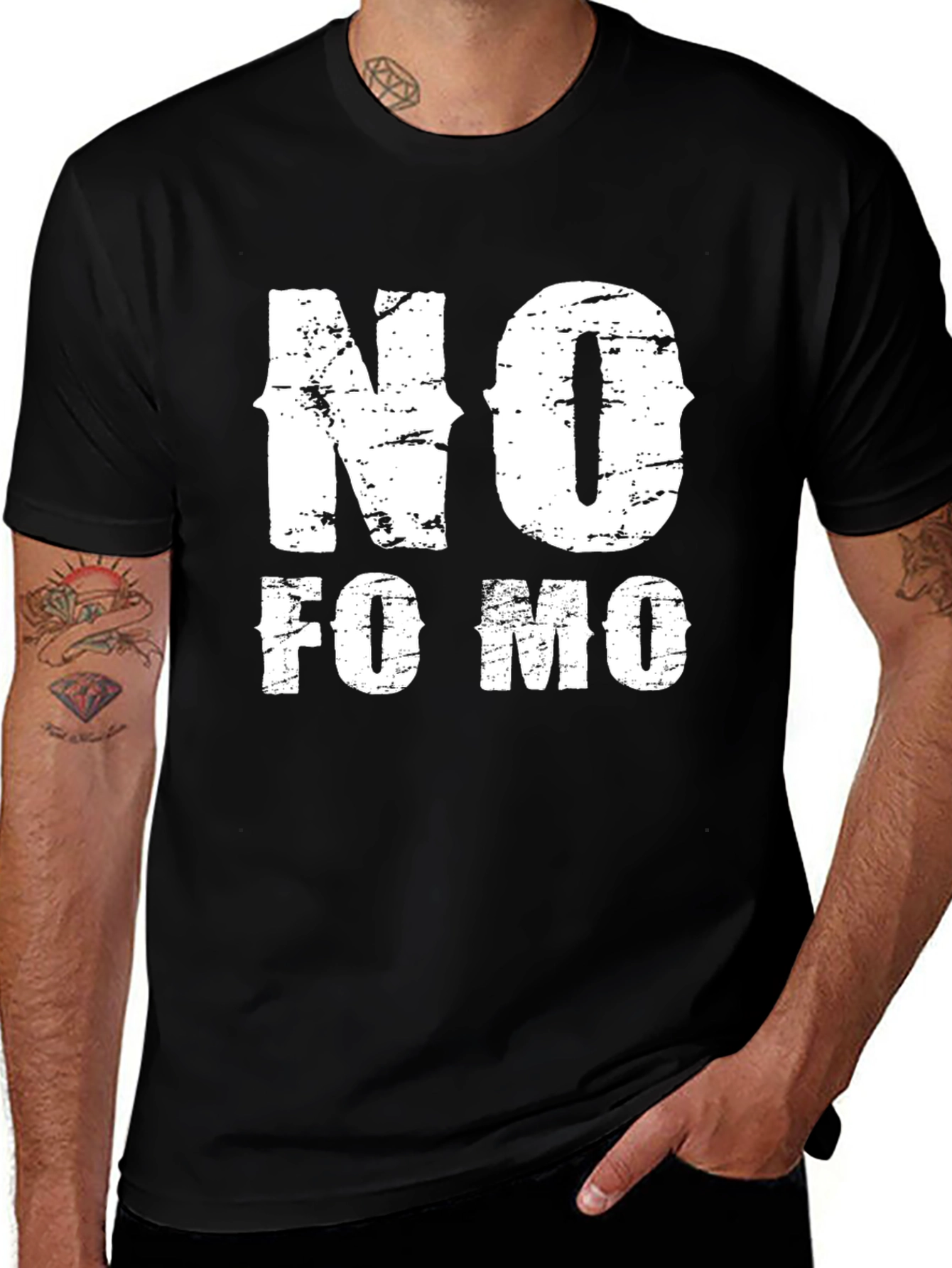 No FOMO Graphic Print Black T-Shirt
