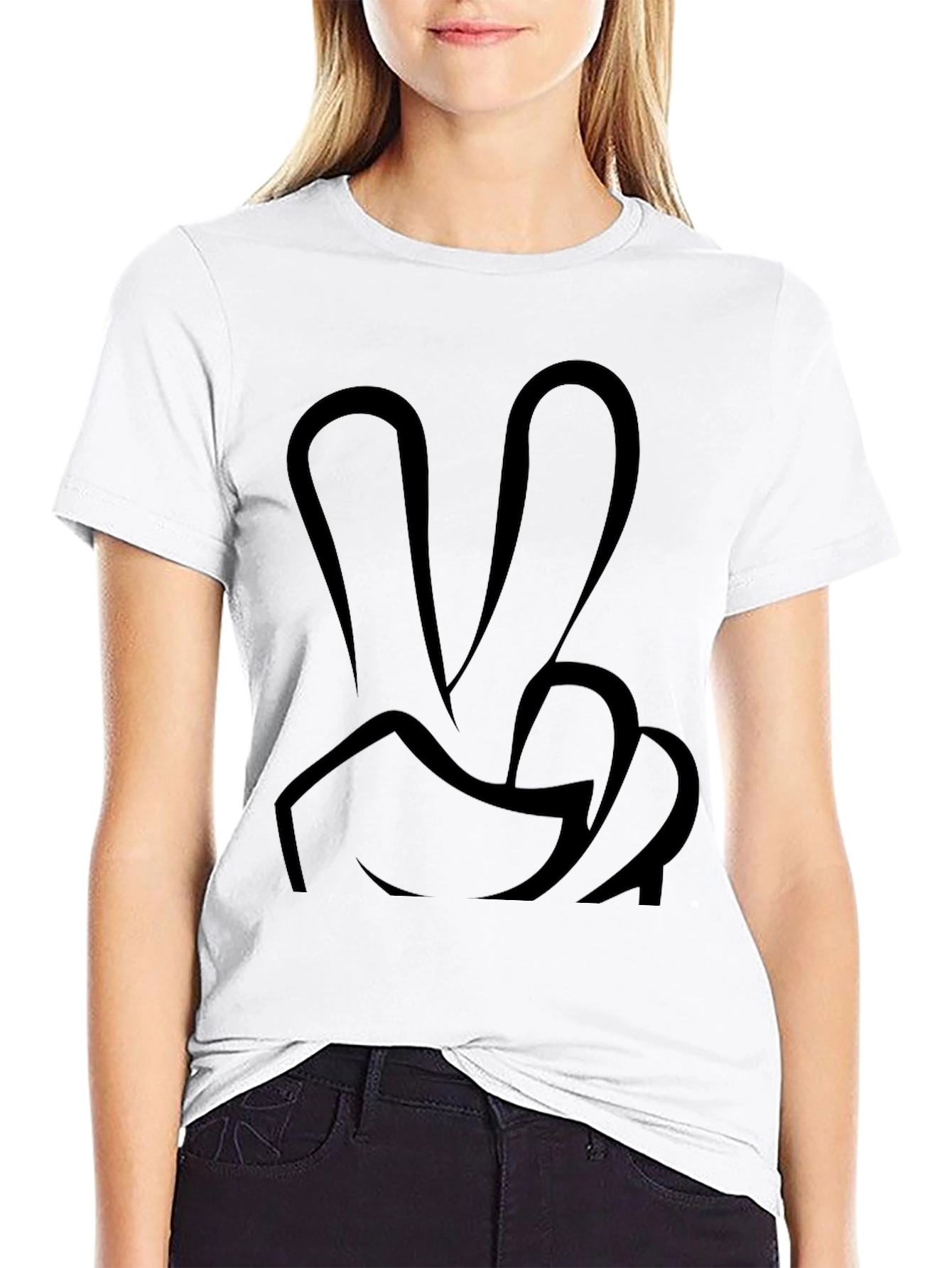 Peace Sign Graphic Black T-Shirt