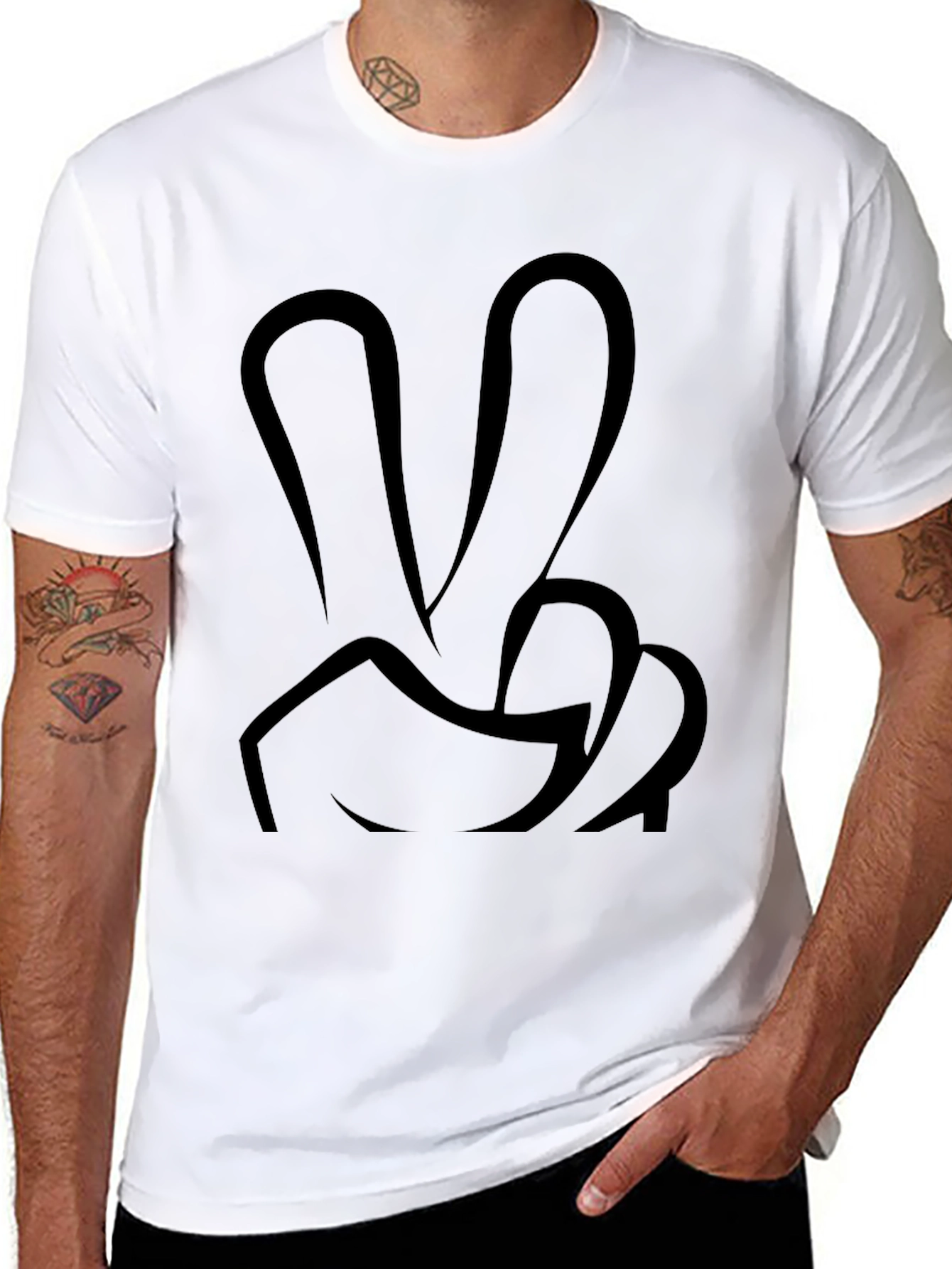 Peace Sign Graphic Black T-Shirt