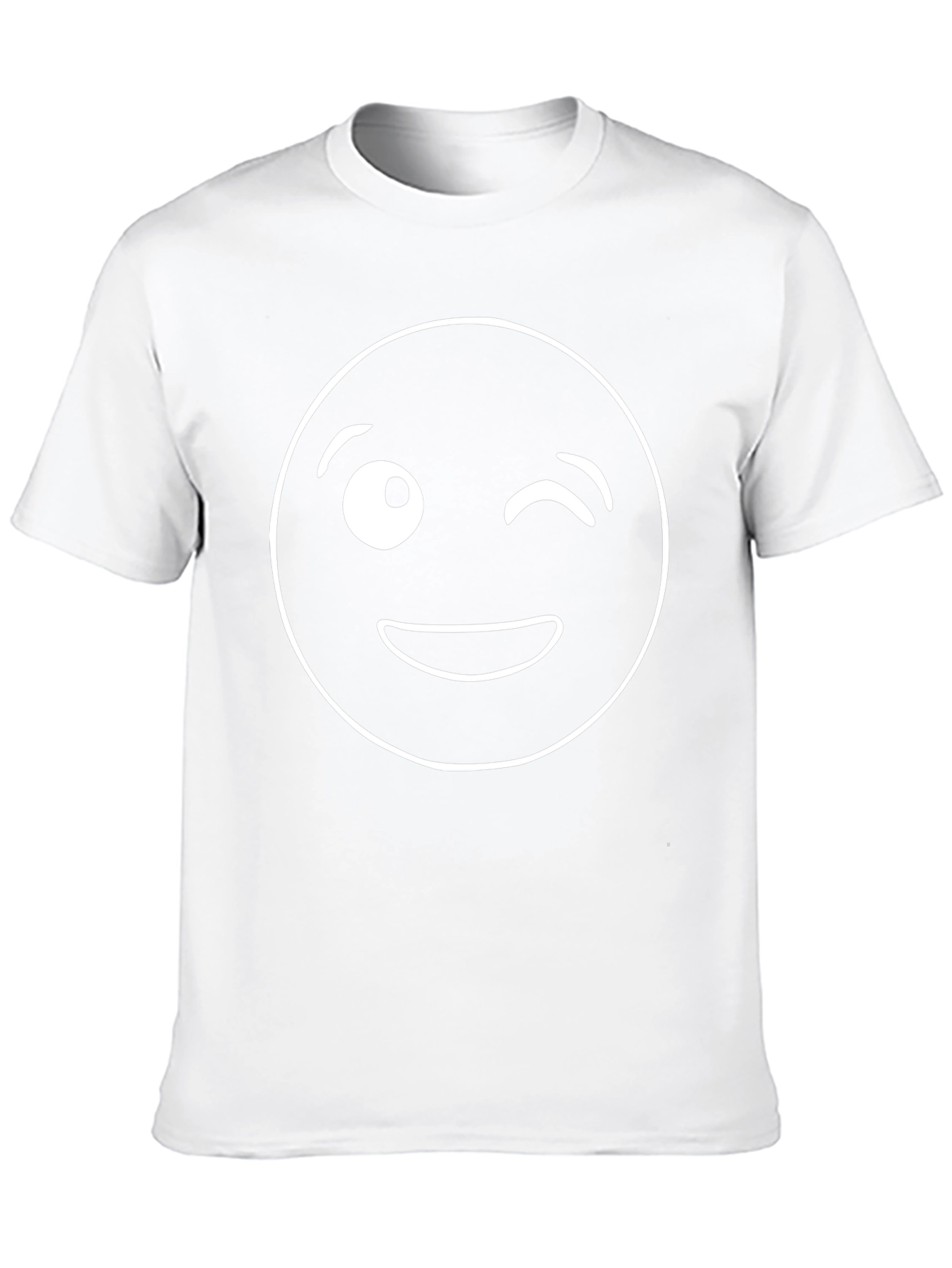 Winking Emoji Graphic Tee - Black Cotton T-Shirt