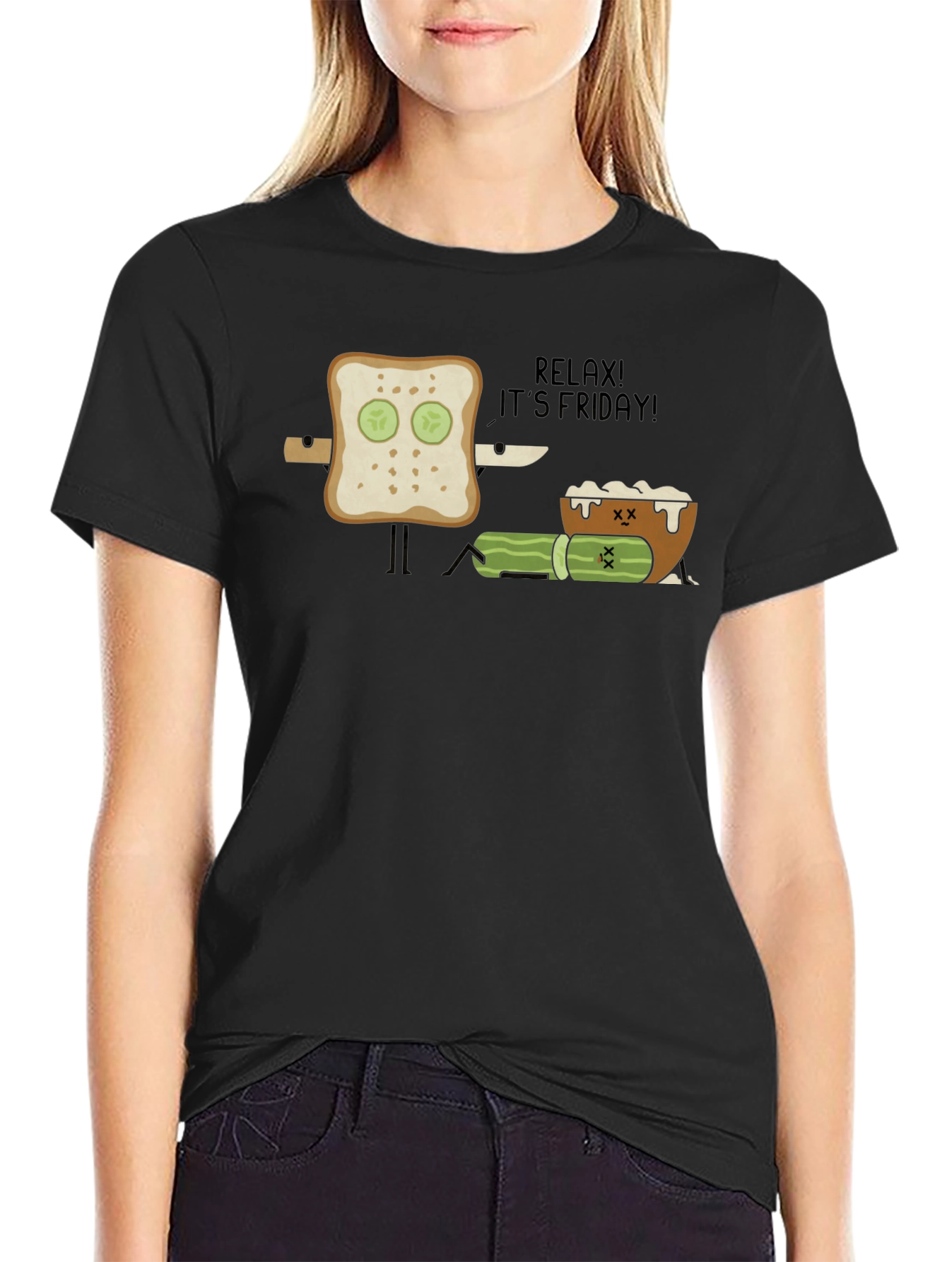 Relax! Its Friday Graphic Tee - Black