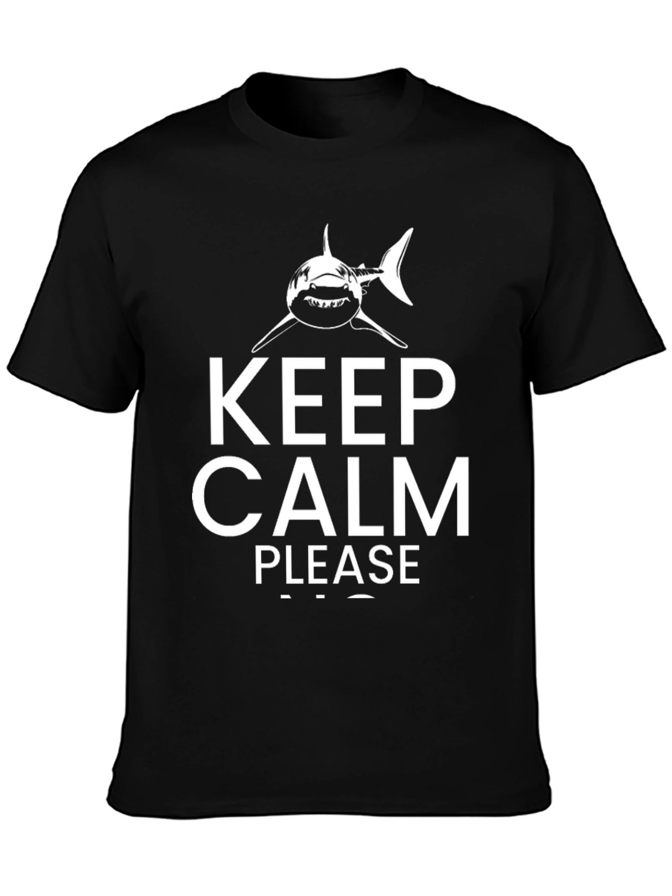 Keep Calm Shark Graphic Black T-Shirt