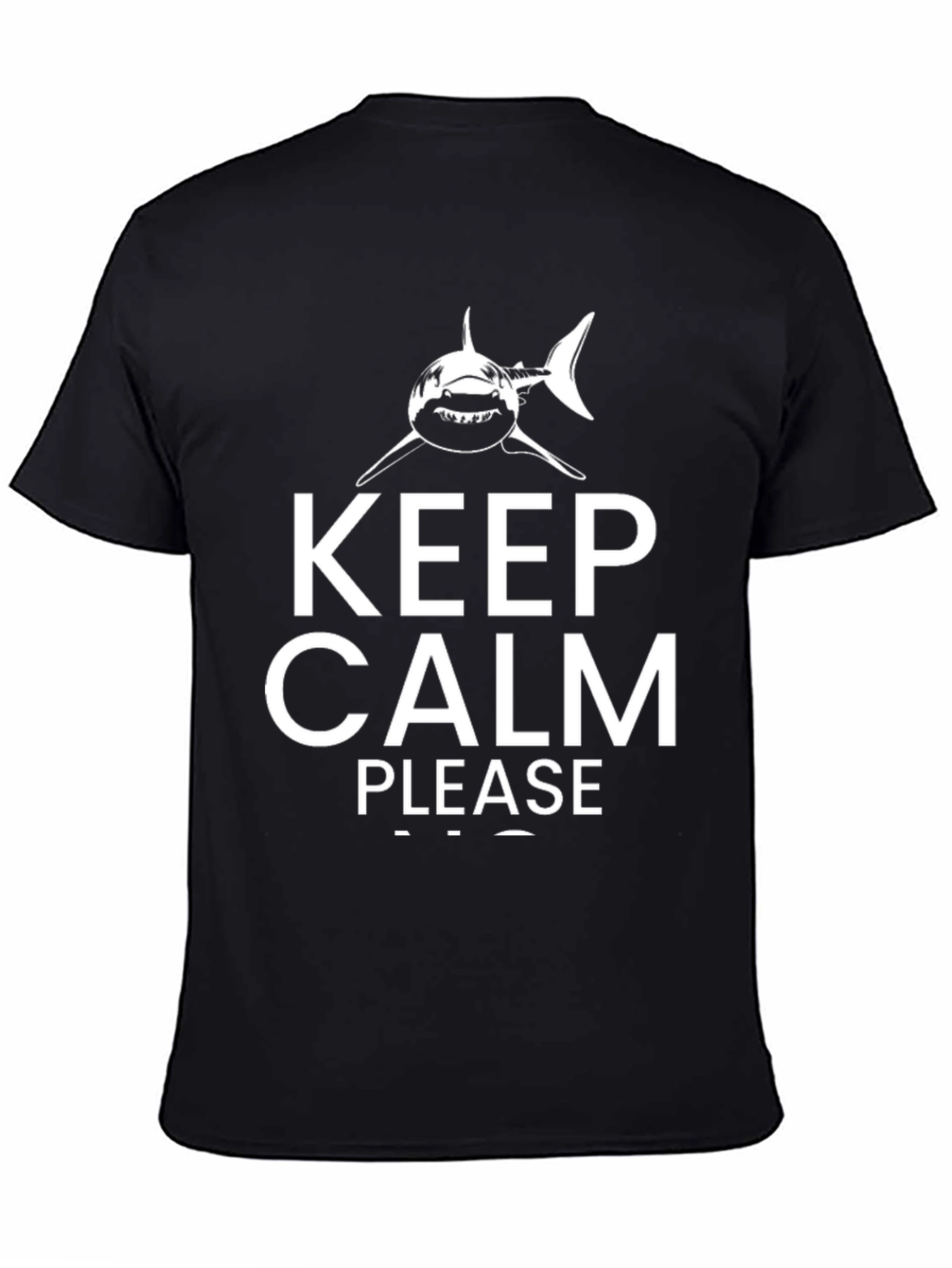Keep Calm Shark Graphic Black T-Shirt