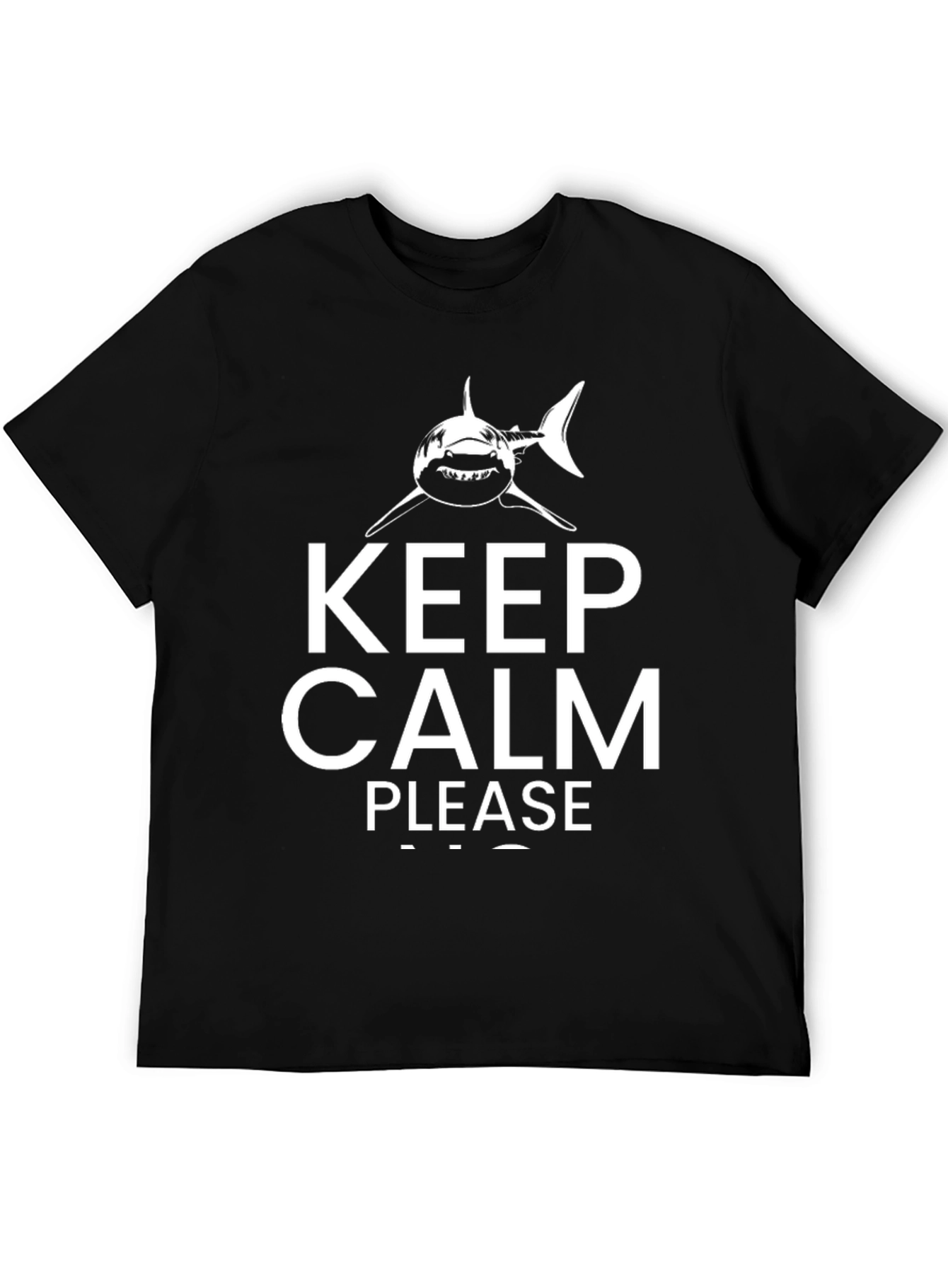 Keep Calm Shark Graphic Black T-Shirt