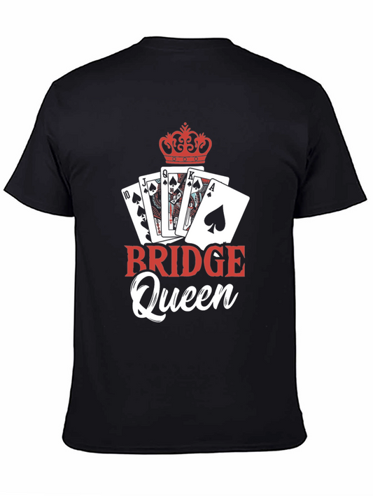 Bridge Queen T-Shirt: Playing Cards & Crown Design