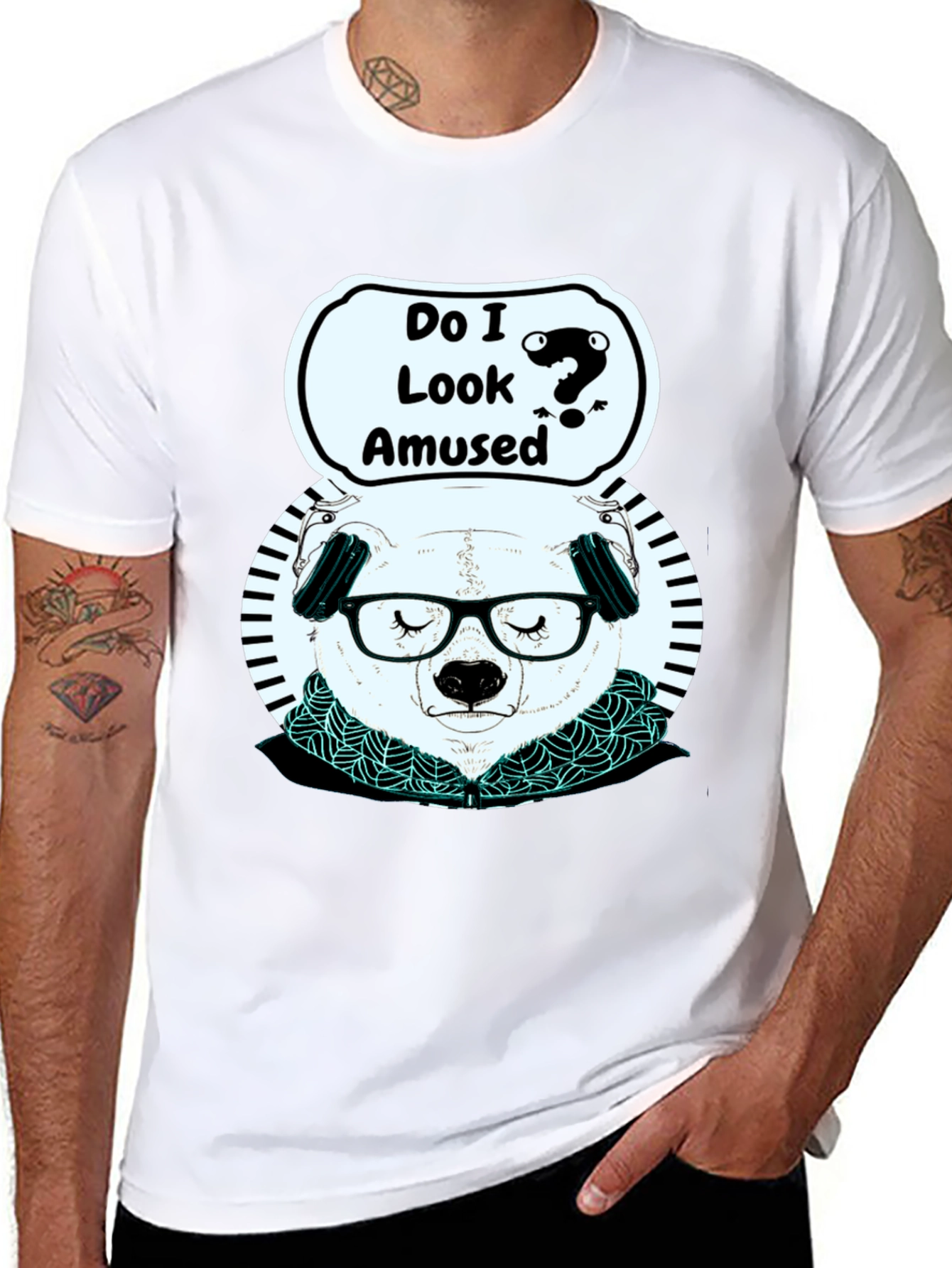 Amused Panda Graphic T-Shirt