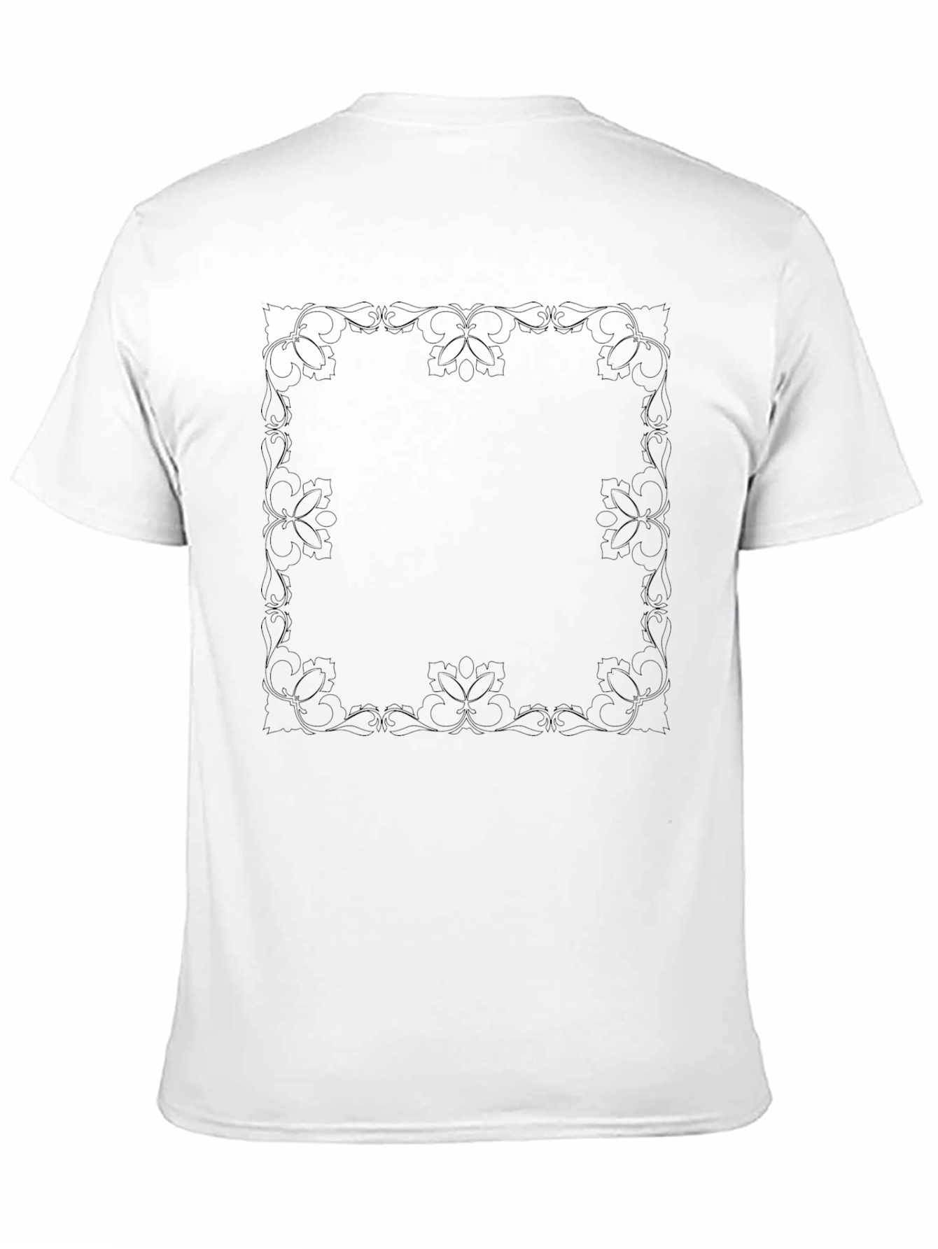 Elegant Floral Border Black T-Shirt