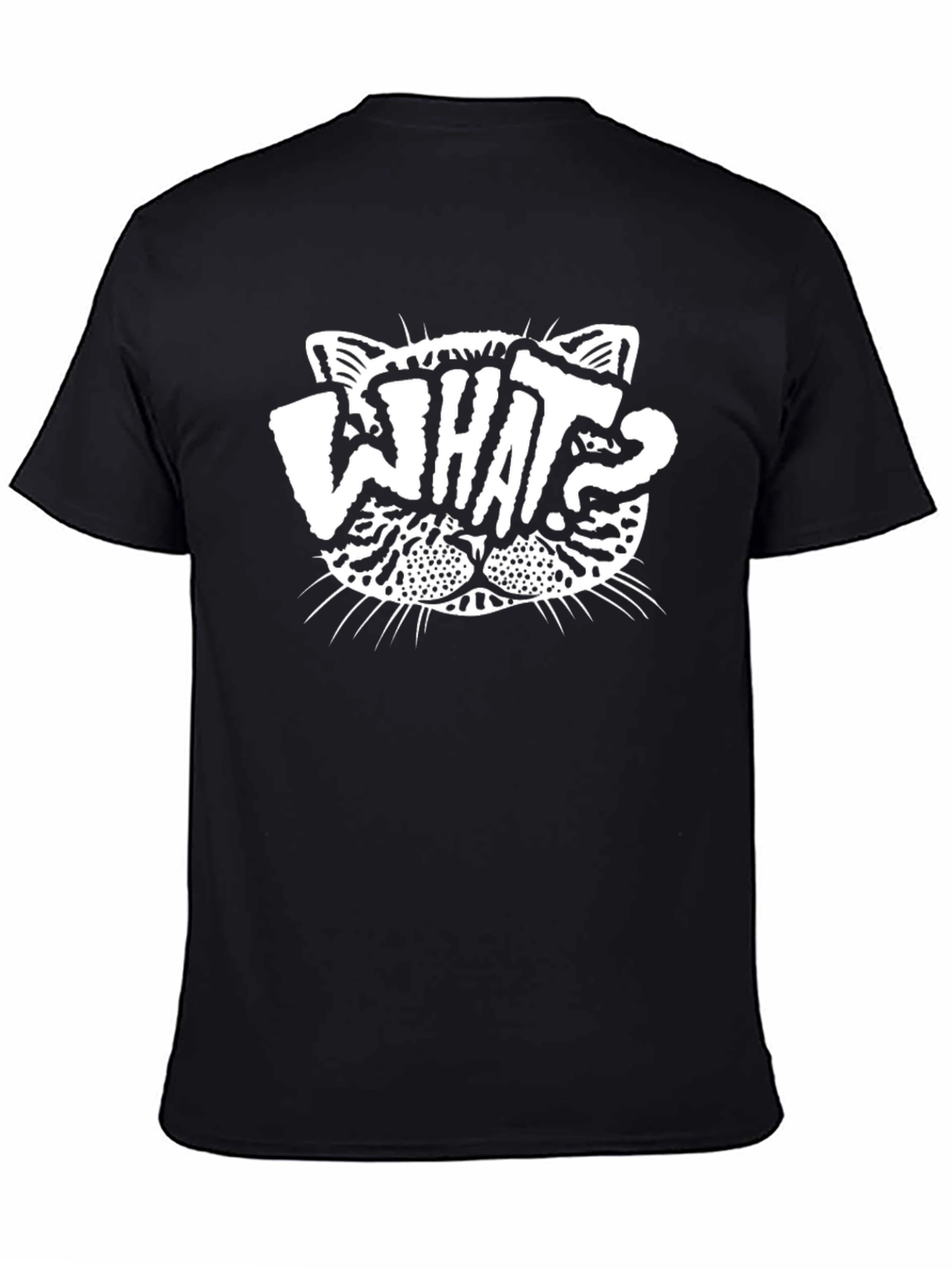 What Cat Black Graphic Tee - Quirky Unisex T-Shirt