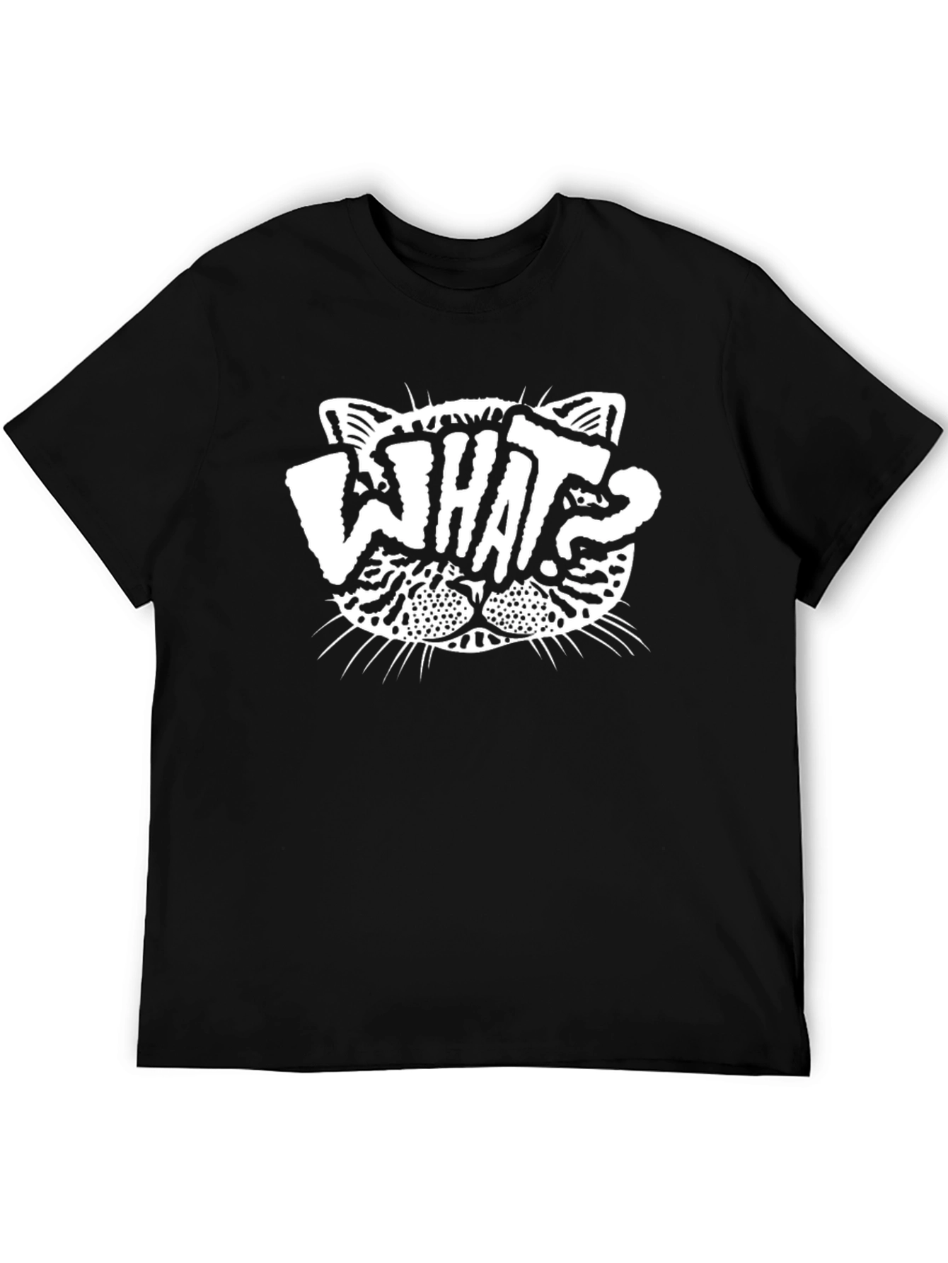 What Cat Black Graphic Tee - Quirky Unisex T-Shirt