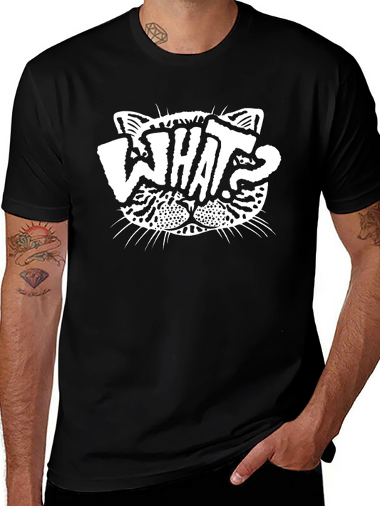 What Cat Black Graphic Tee - Quirky Unisex T-Shirt