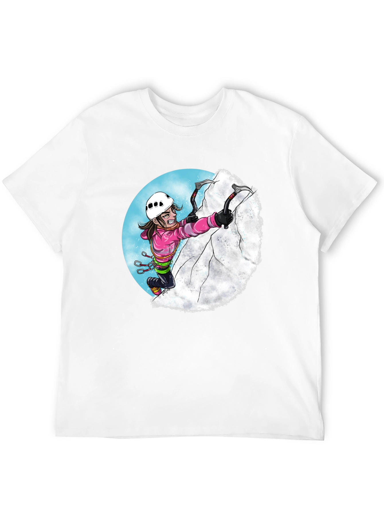 Climbing Cartoon Graphic Tee - Black