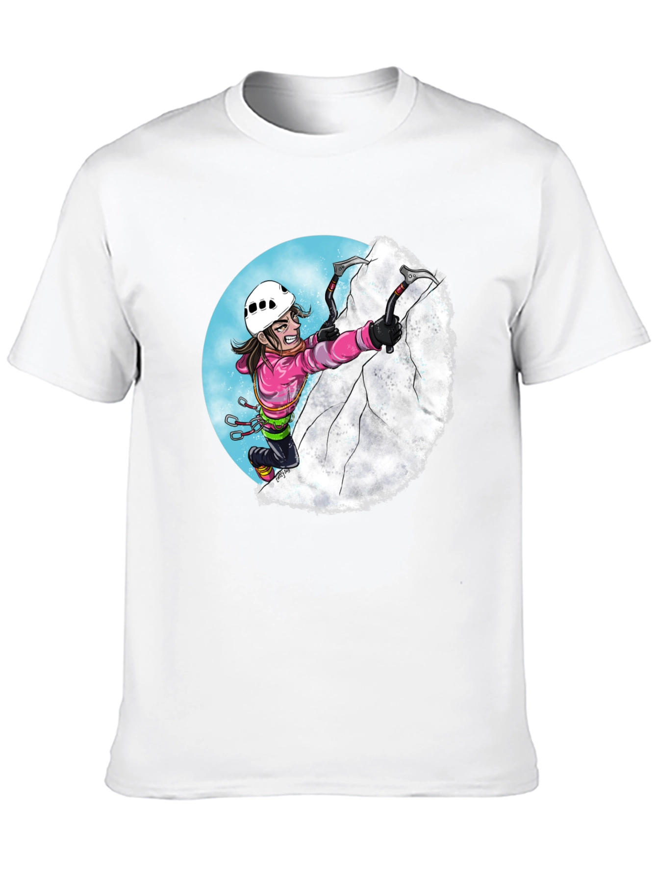 Climbing Cartoon Graphic Tee - Black