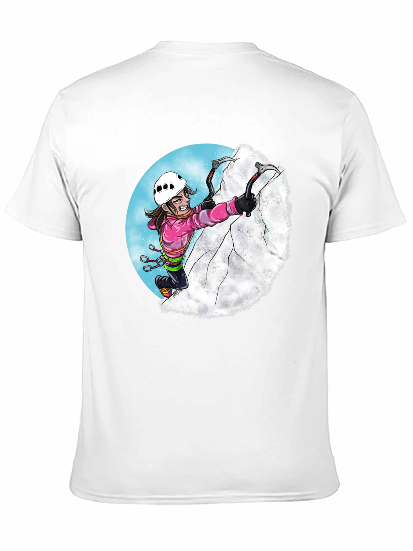 Climbing Cartoon Graphic Tee - Black