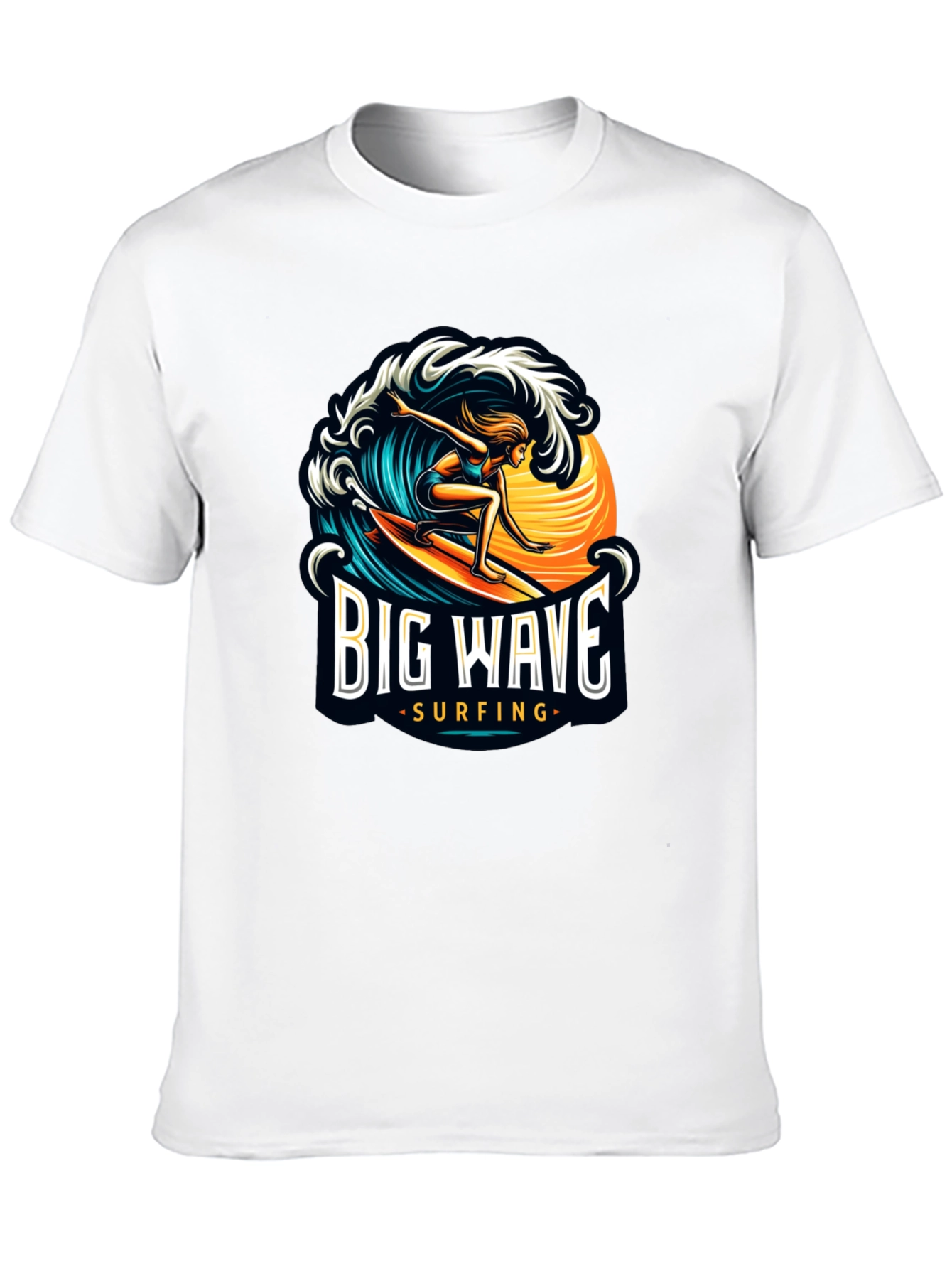 Big Wave Surfing Black T-Shirt