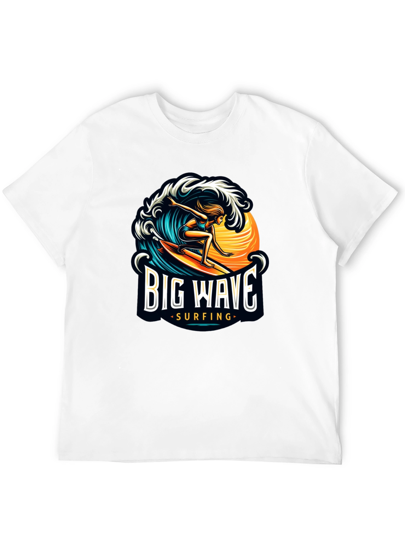 Big Wave Surfing Black T-Shirt