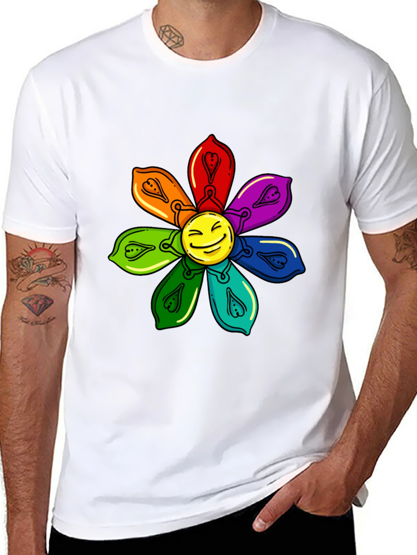Smiley Face Flower Graphic Tee