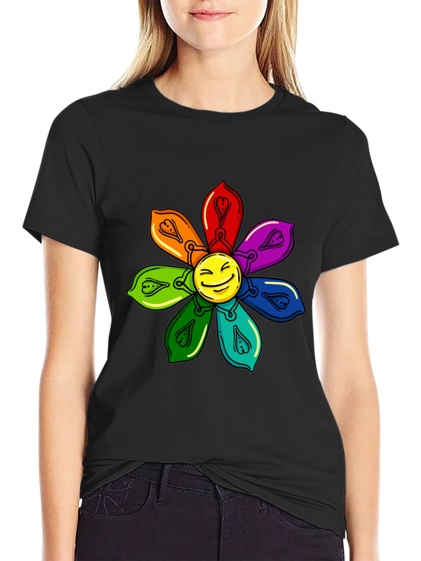Smiley Face Flower Graphic Tee