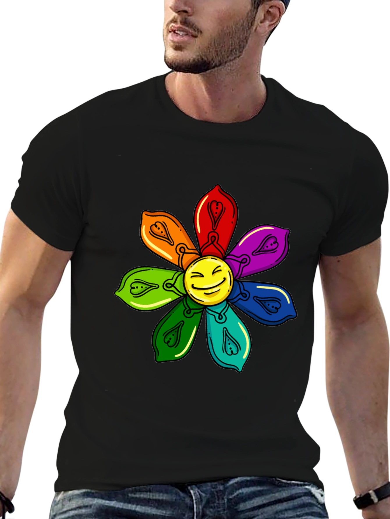 Smiley Face Flower Graphic Tee