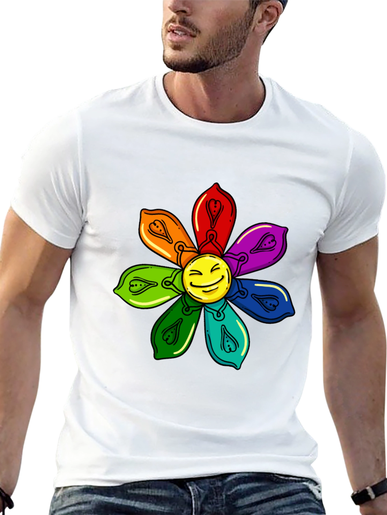 Smiley Face Flower Graphic Tee