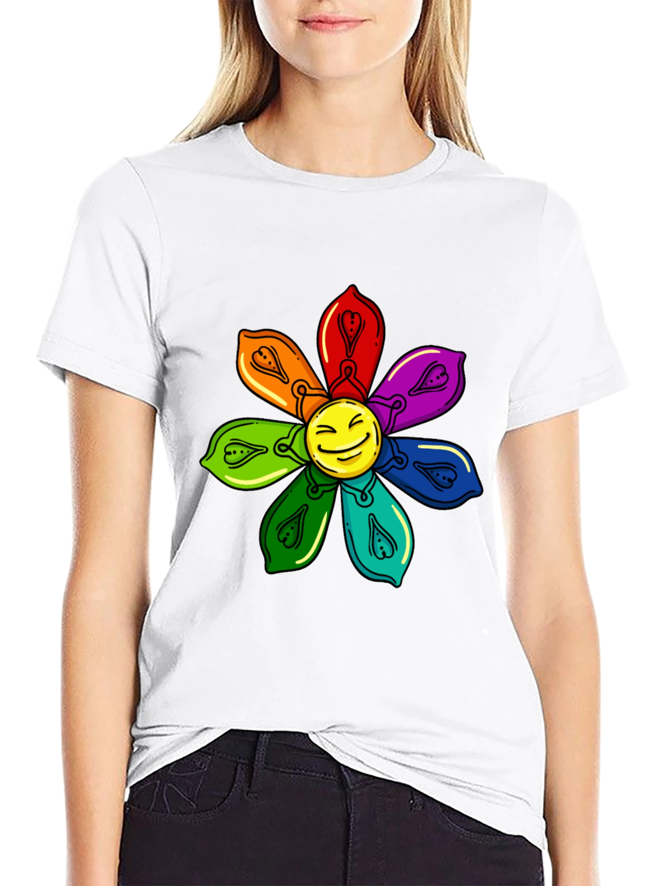 Smiley Face Flower Graphic Tee