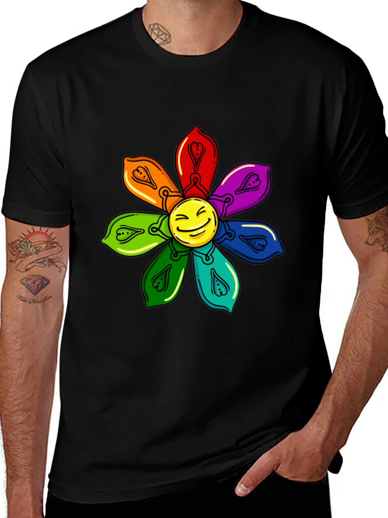 Smiley Face Flower Graphic Tee