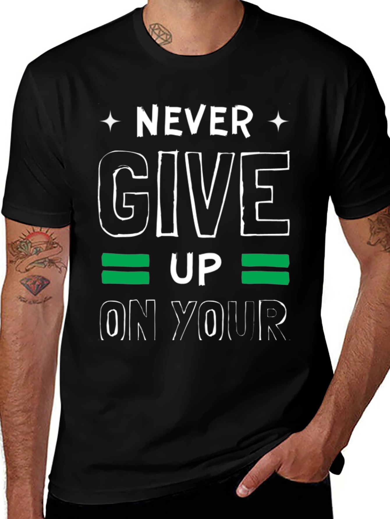 Never Give Up Graphic Tee - Motivational T-Shirt