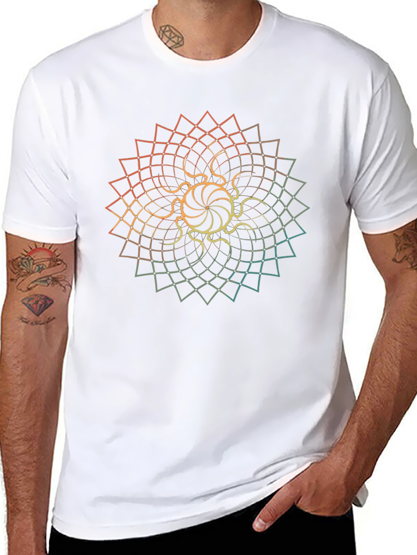 Geometric Mandala Graphic Tee - Stylish Casual Wear