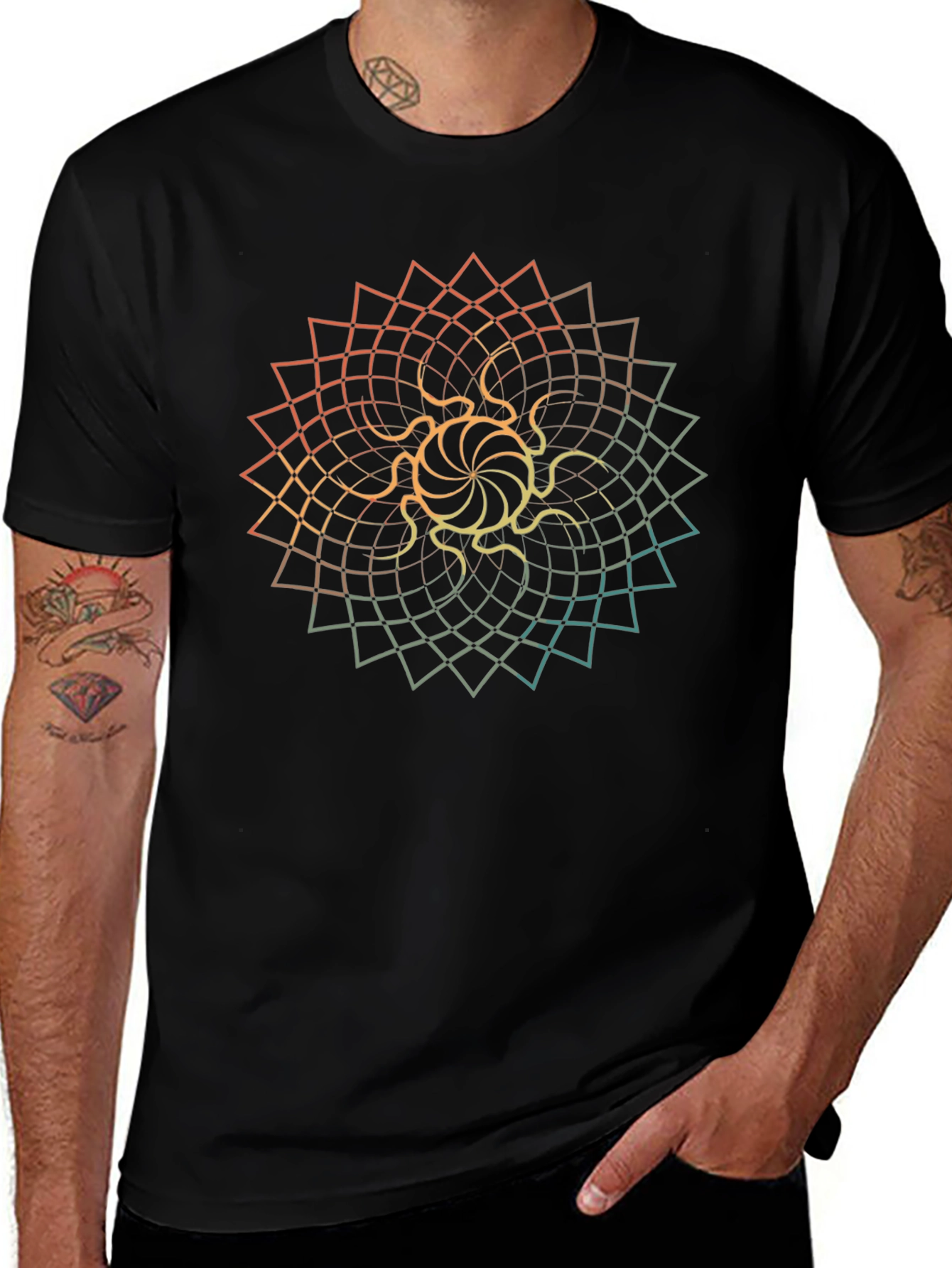 Geometric Mandala Graphic Tee - Stylish Casual Wear