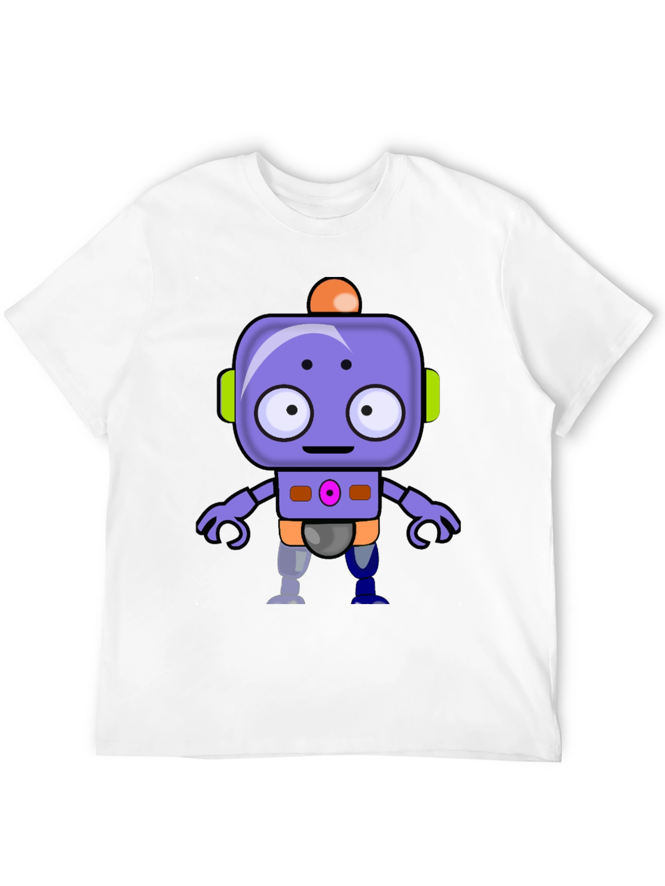 Cute Robot Graphic T-Shirt - Black Crew Neck Tee
