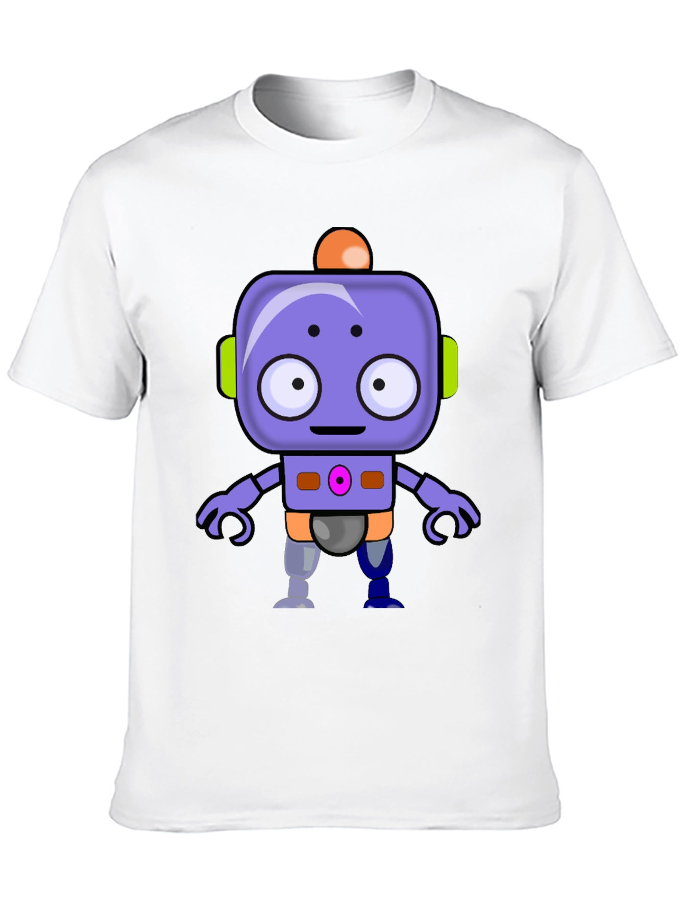 Cute Robot Graphic T-Shirt - Black Crew Neck Tee