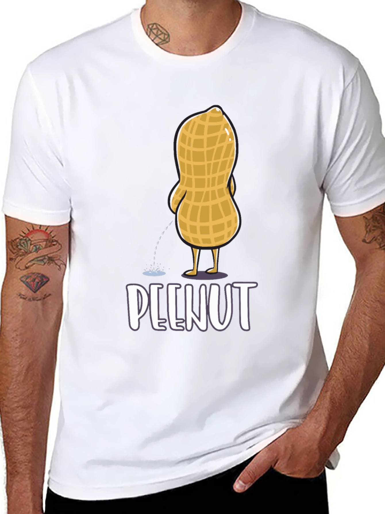 Funny Peenut Graphic T-Shirt - Black Cotton Tee