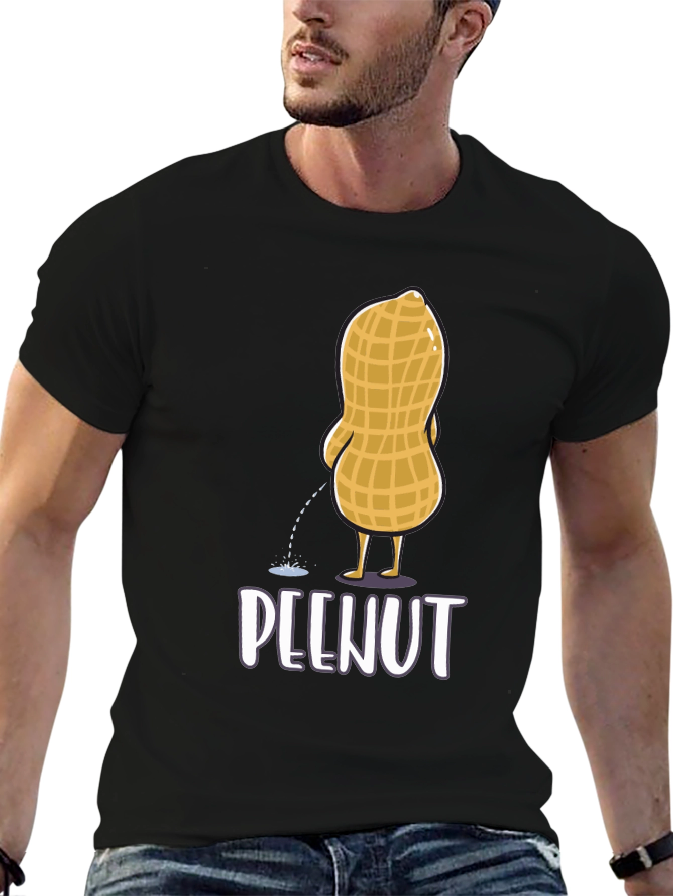 Funny Peenut Graphic T-Shirt - Black Cotton Tee