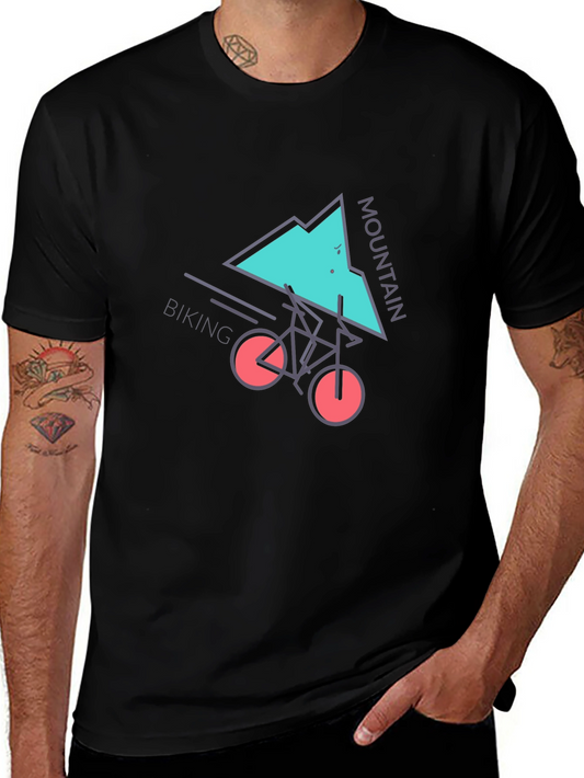 Mountain Biking Graphic Tee - Black Cotton T-Shirt