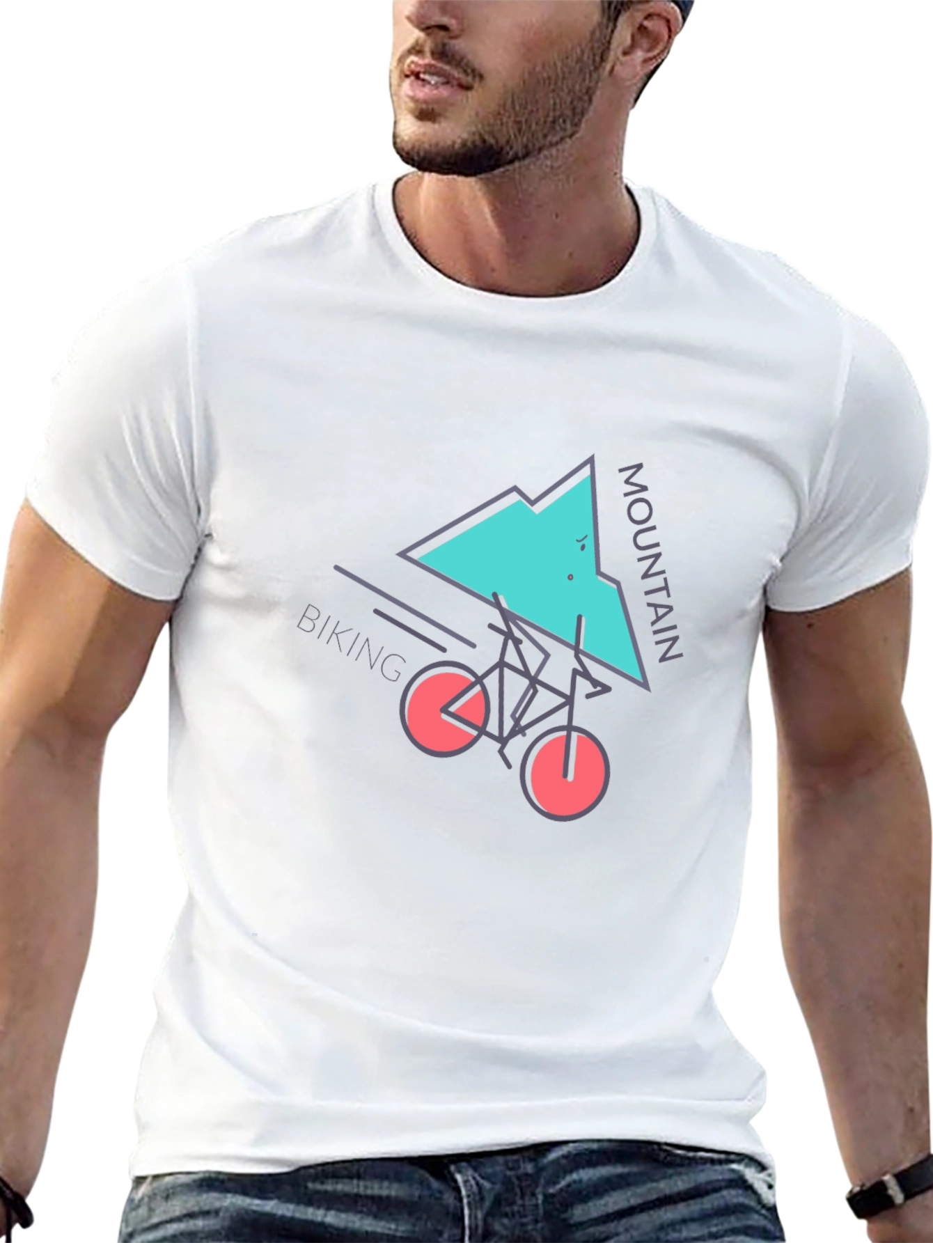Mountain Biking Graphic Tee - Black Cotton T-Shirt