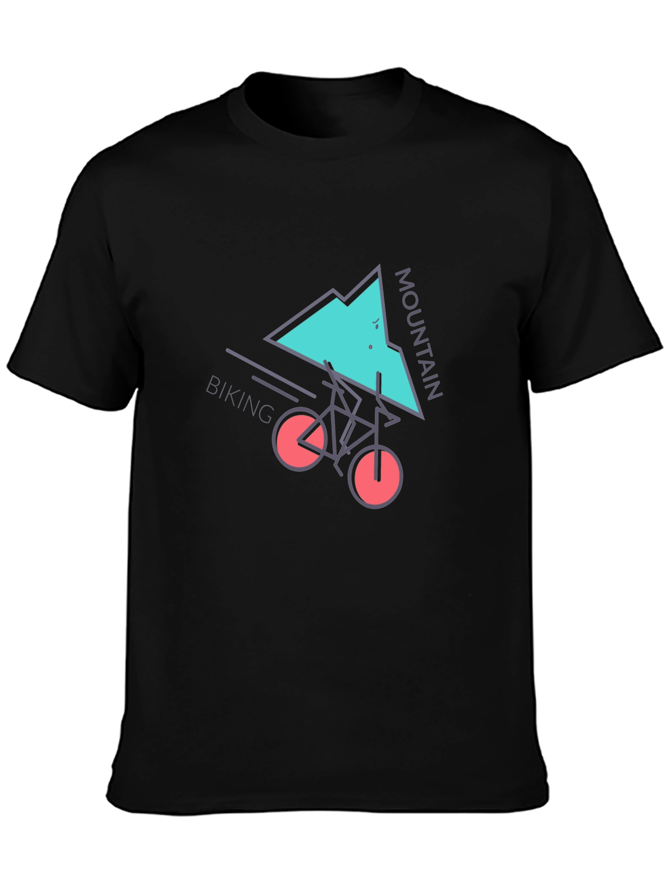 Mountain Biking Graphic Tee - Black Cotton T-Shirt