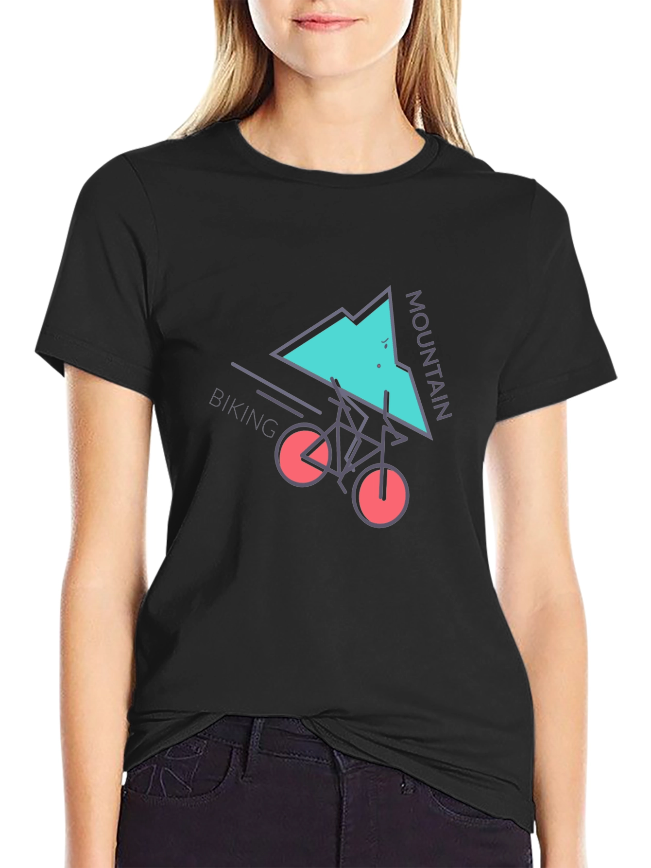 Mountain Biking Graphic Tee - Black Cotton T-Shirt