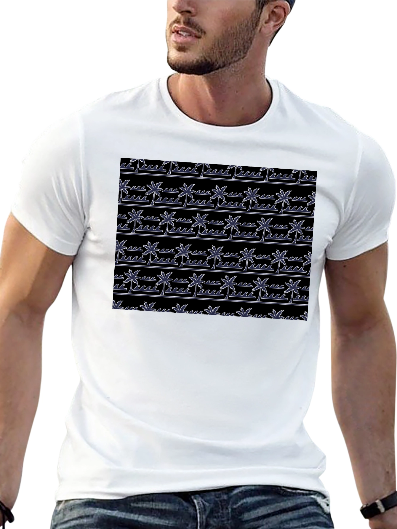 Tropical Palm Tree Beach Pattern T-Shirt